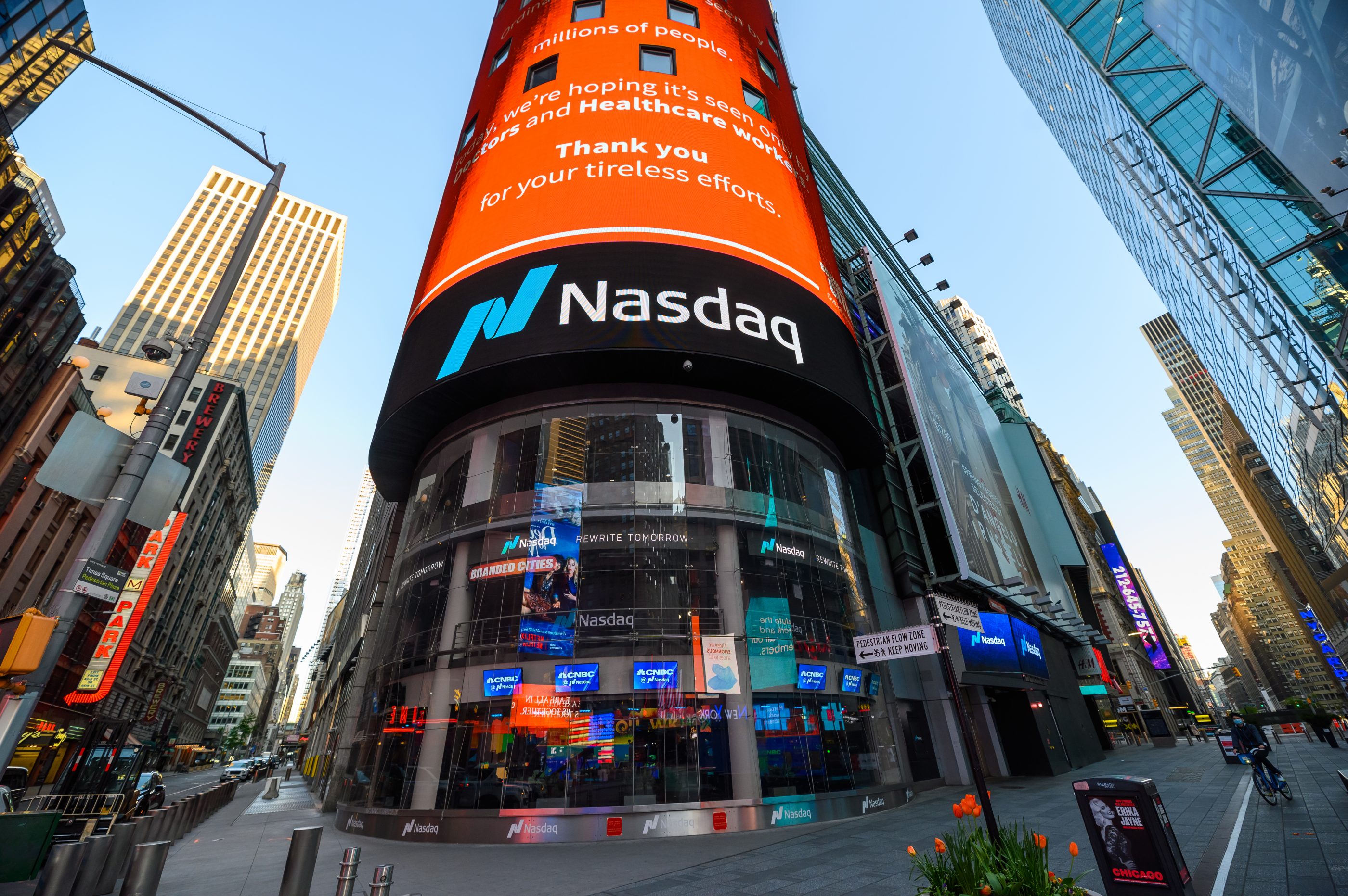 The Nasdaq Composite may have closed at an all-time high on Monday, but some observers worry that another market correction "remains on the cards" in the coming months. Noam Galai—Getty Images