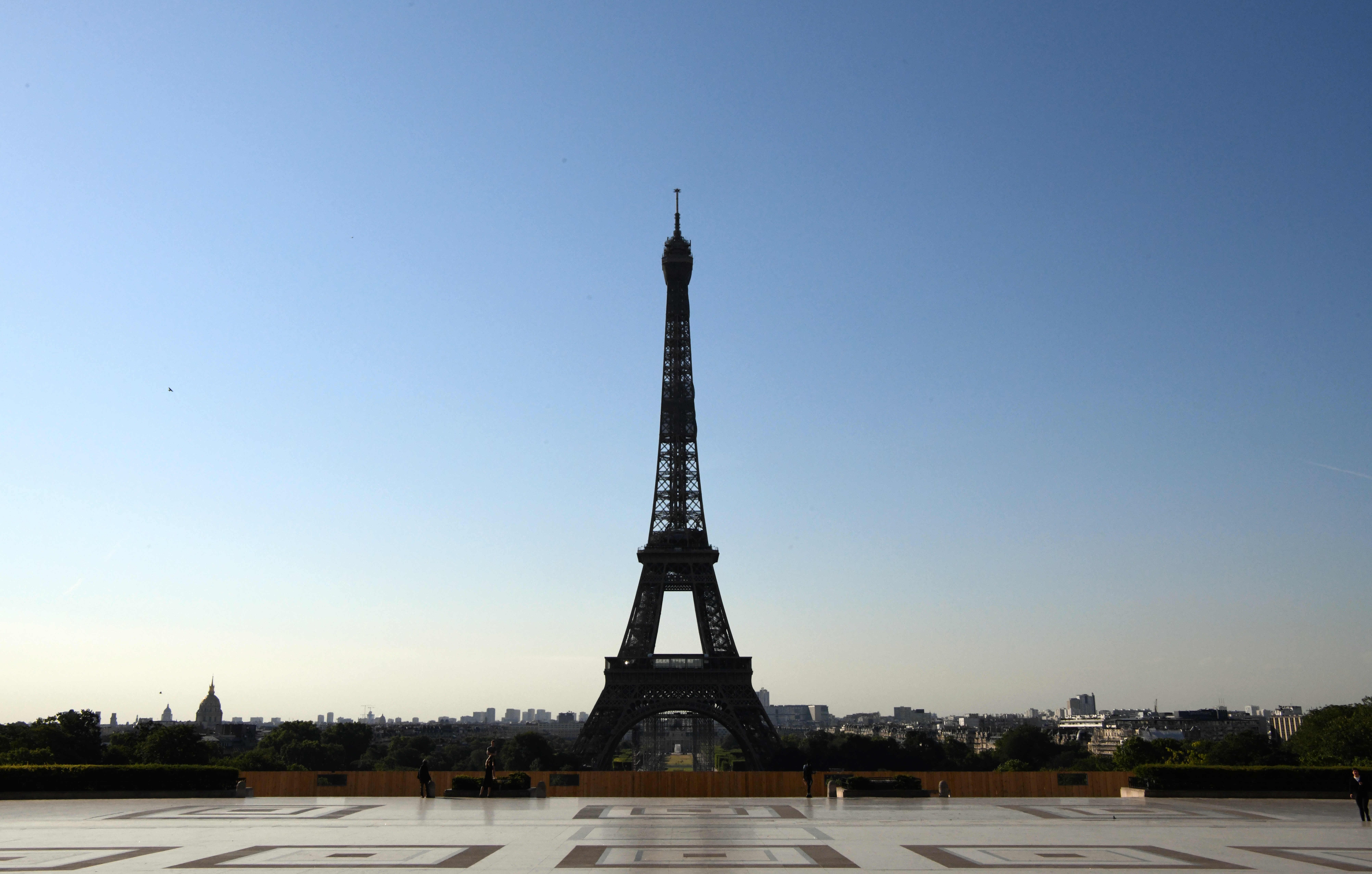 PARIS, FRANCE - JUNE 25: The Eiffel tower is seen on the first day of the reopening after three months of closure due to the COVID-19 pandemic on June 25, 2020 in Paris, France. (Photo by Li Yang/China News Service via Getty Images)