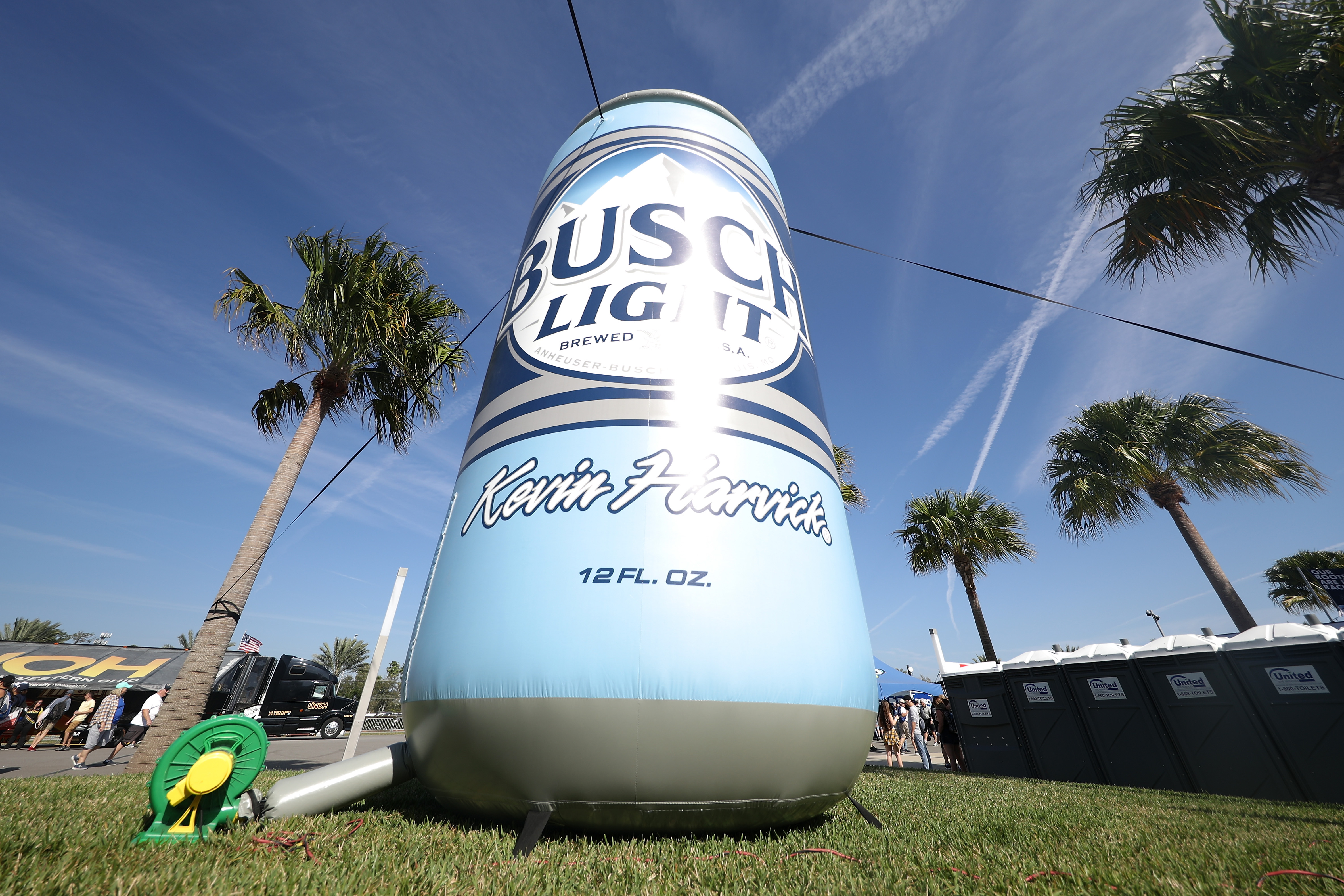 DAYTONA BEACH, FL - FEBRUARY 17: A view of a Kevin Harvick, driver of the #4 Busch Beer Car2Can Ford, can during the Monster Energy NASCAR Cup Series 61st Annual Daytona 500 at Daytona International Speedway on February 17, 2019 in Daytona Beach, Florida. Chris Graythen—Getty Images