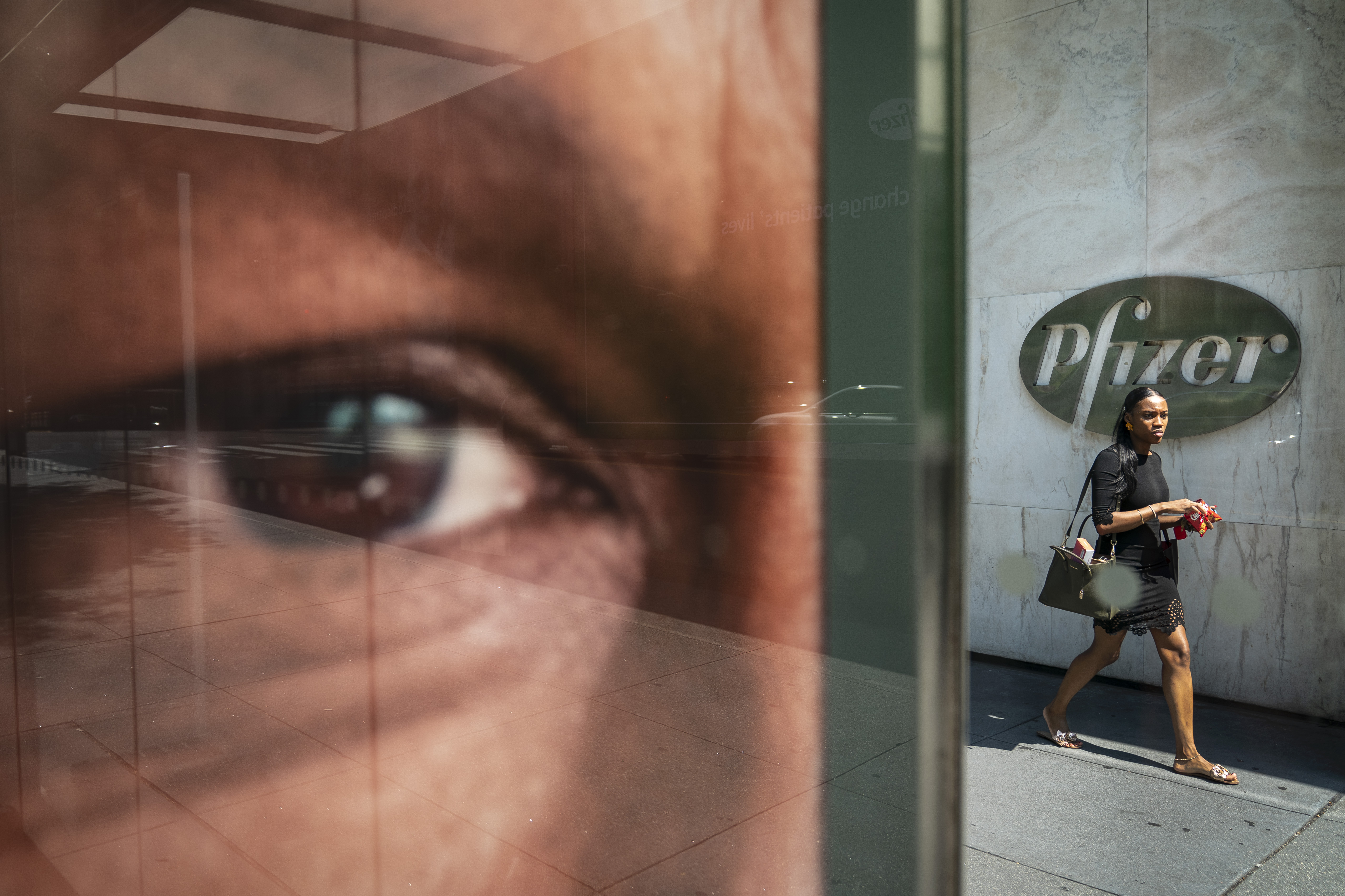 News of early promising results from a Pfizer vaccine trial sent shares up 5% in midday trading Wednesday. Drew Angerer/Getty Images