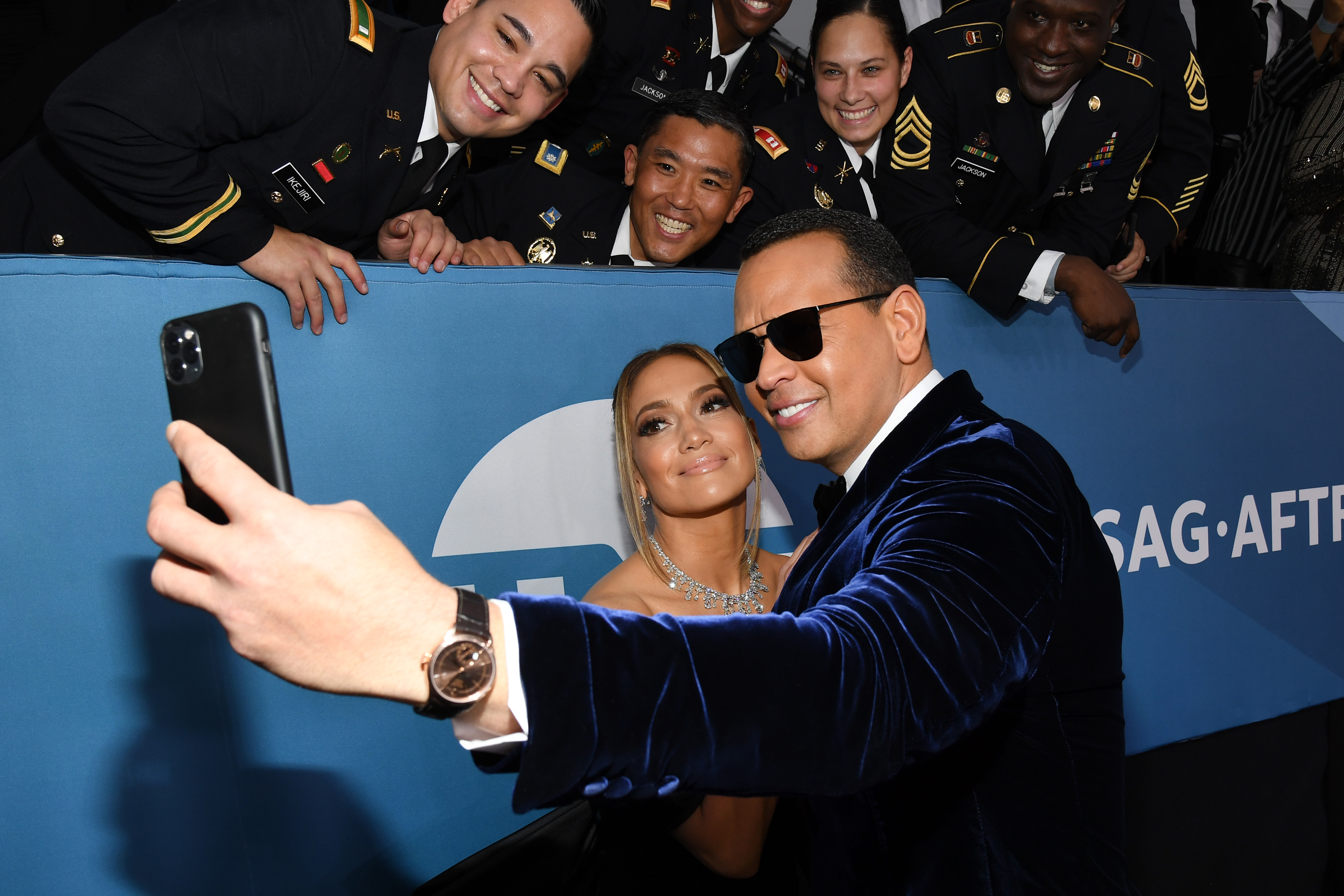 Jennifer Lopez and Alex Rodriguez at the 26th Annual Screen Actors Guild Awards at The Shrine Auditorium on January 19, 2020 in Los Angeles.