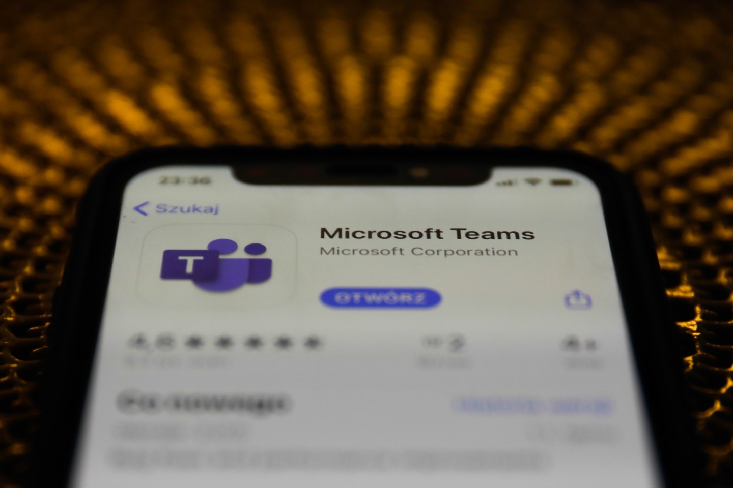 Microsoft Teams app is seen displayed on phone screen in this illustration photo taken in Poland on April 6, 2020.
