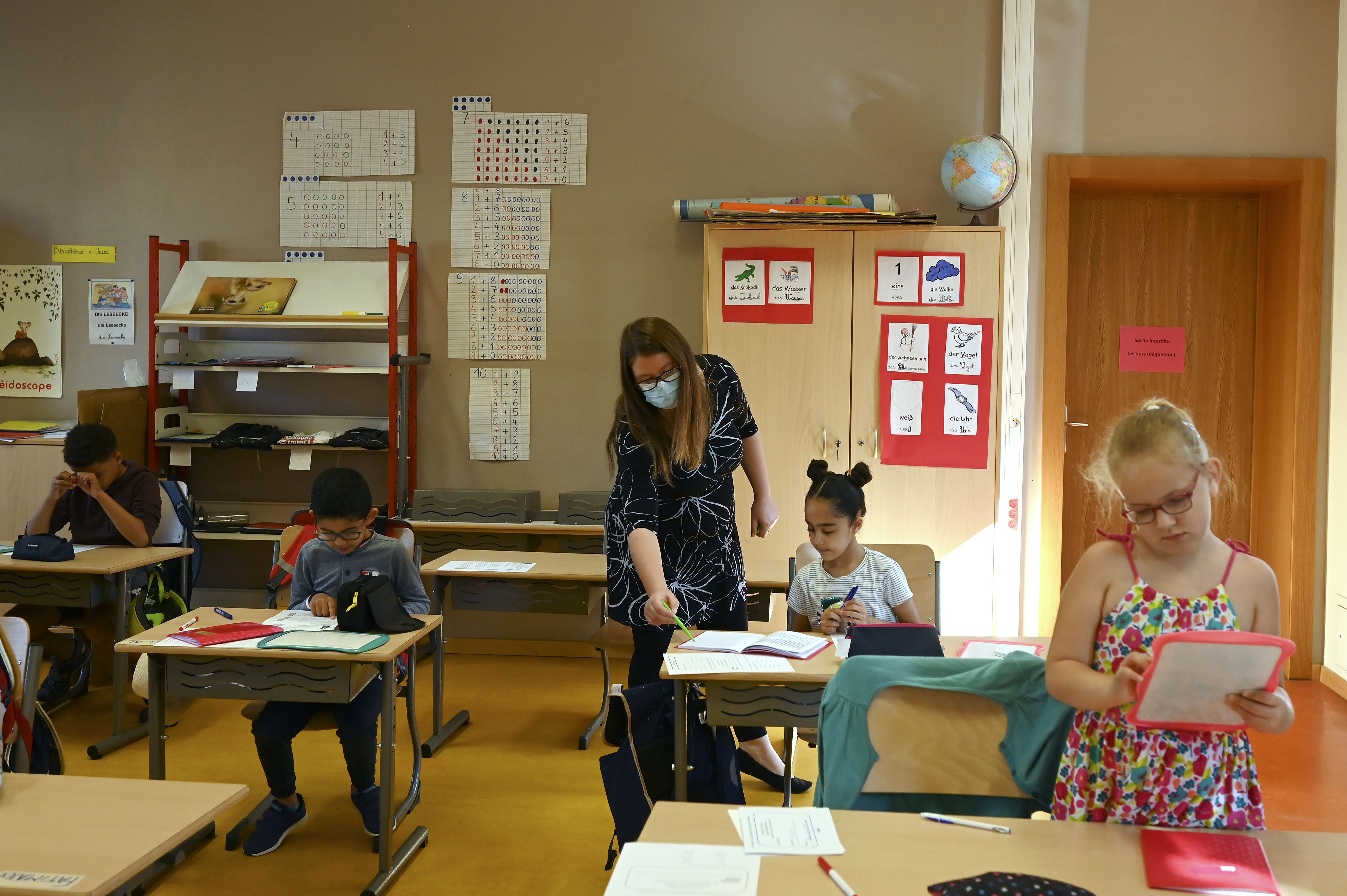 An elementary school classroom in Strasbourg, France. FREDERICK FLORIN/AFP via Getty Images