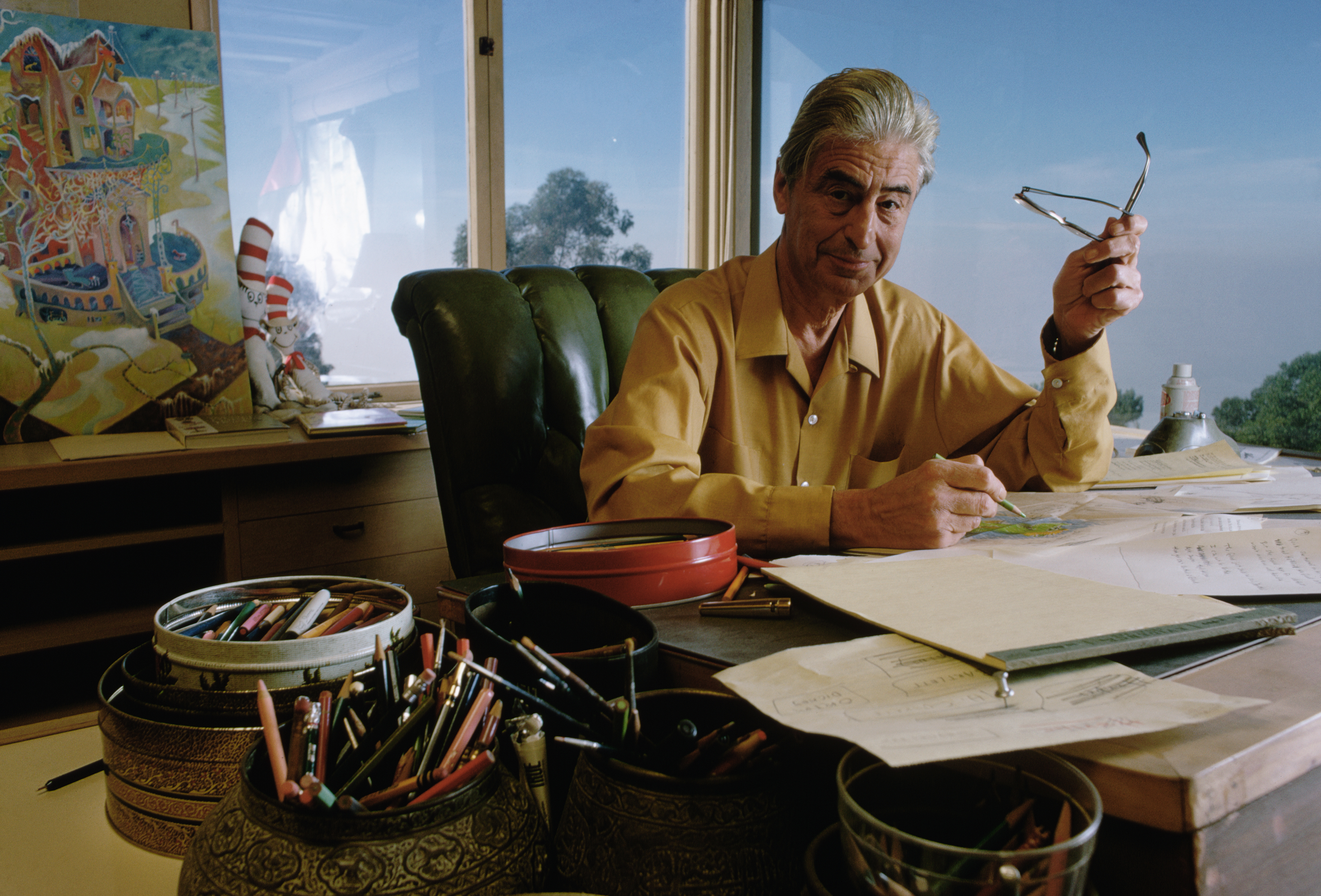Dr. Seuss Drawing at His Desk. A new line of digital collectibles launches today. James L. Amos/Corbis/Getty Images
