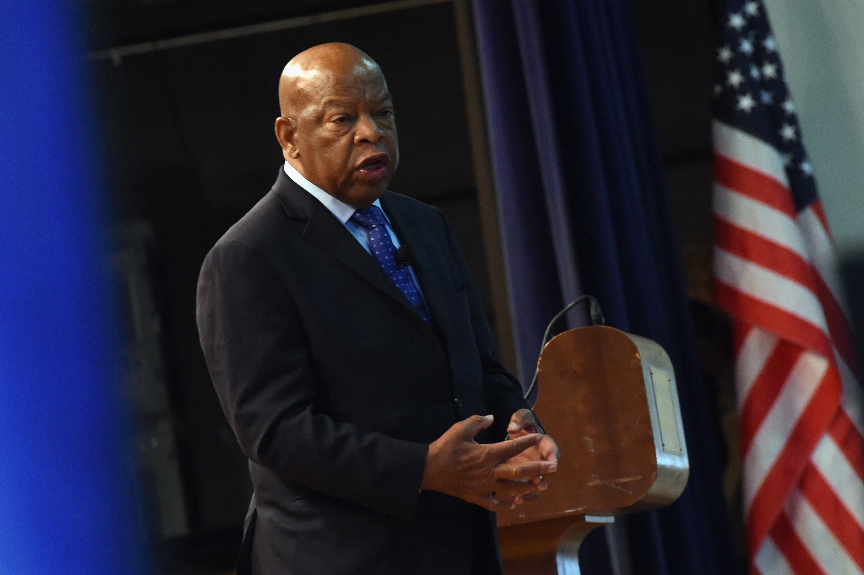 Congressman John Lewis chats with addresses audience attending Nashville Public Library Award to Civil Rights Icon Congressman John Lewis - Literary Award on November 19, 2016 in Nashville, Tennessee.    Rick Diamond/Getty Images