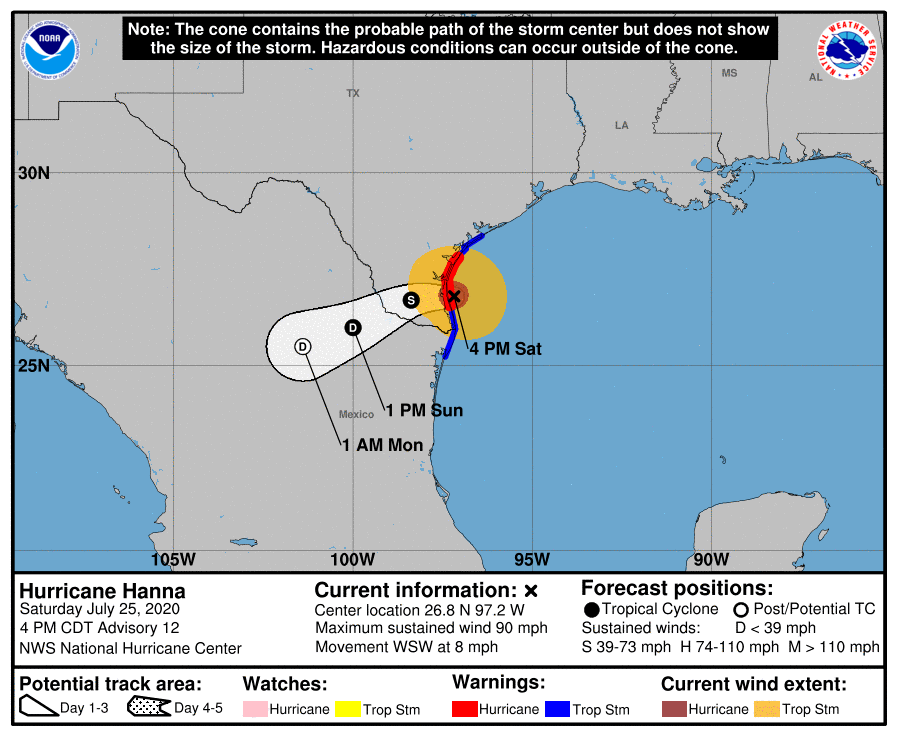 Hurricane Hanna makes landfall on South Padre Island as it rakes Texas coast with high winds