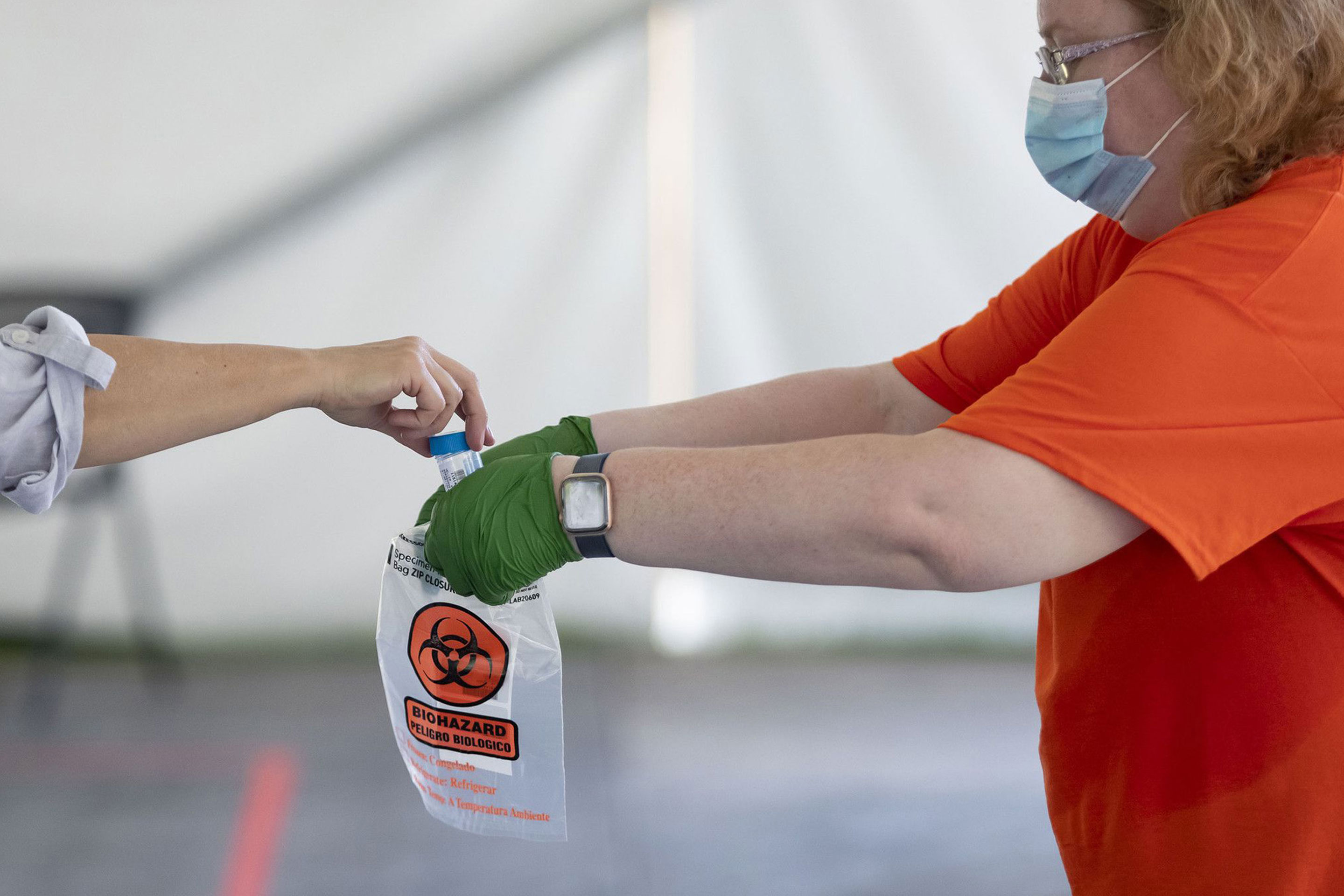 U of I COVID-19 saliva test could be game changer, Gov. Pritzker says

A COVID-19 saliva sample is collected as testing is conducted on July 7, 2020, in a tent on the University of Illinois at Urbana-Champaign campus. (Brian Cassella/Chicago Tribune/Tribune News Service via Getty Images)