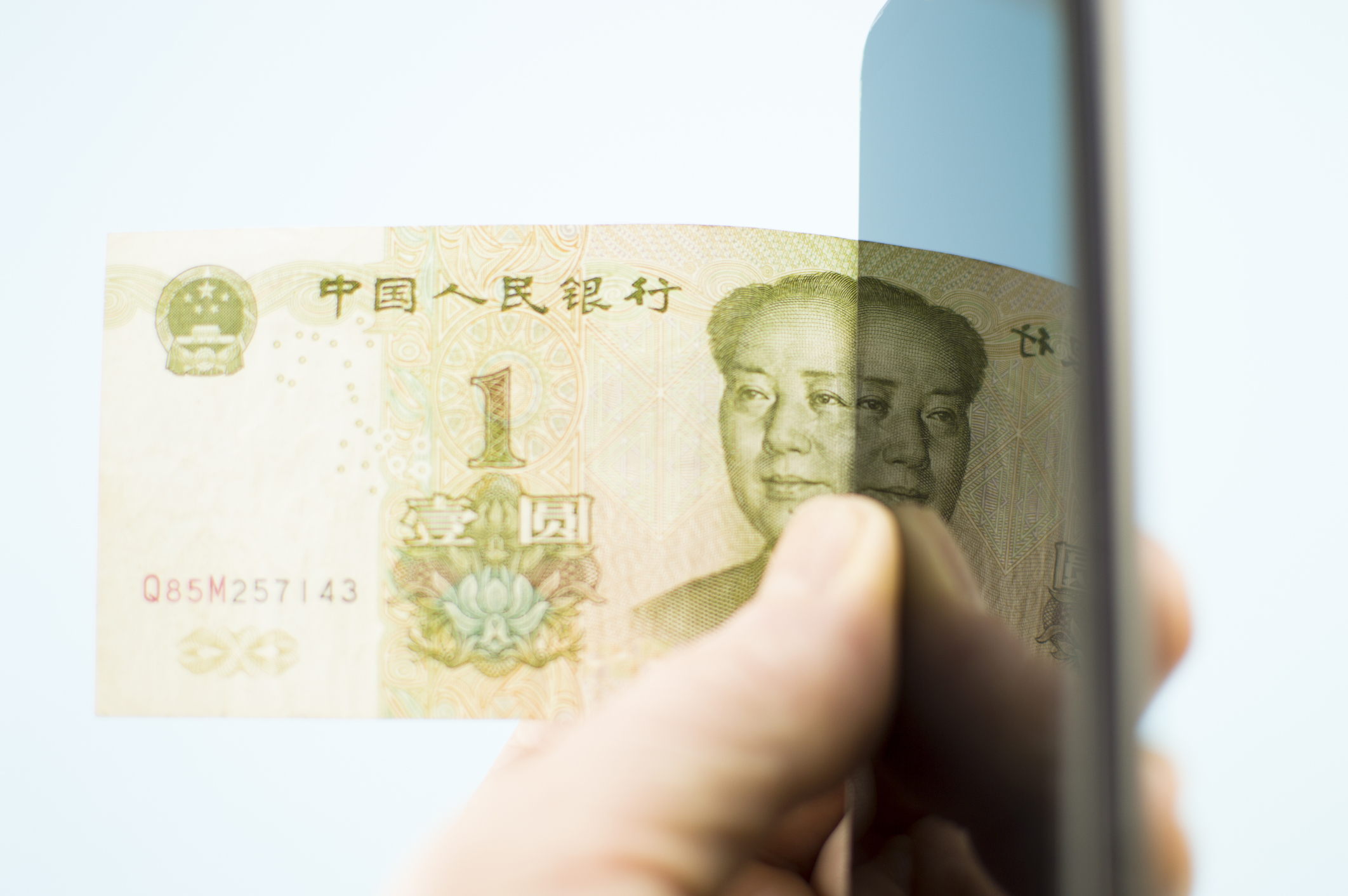 chinese yuan on smartphone