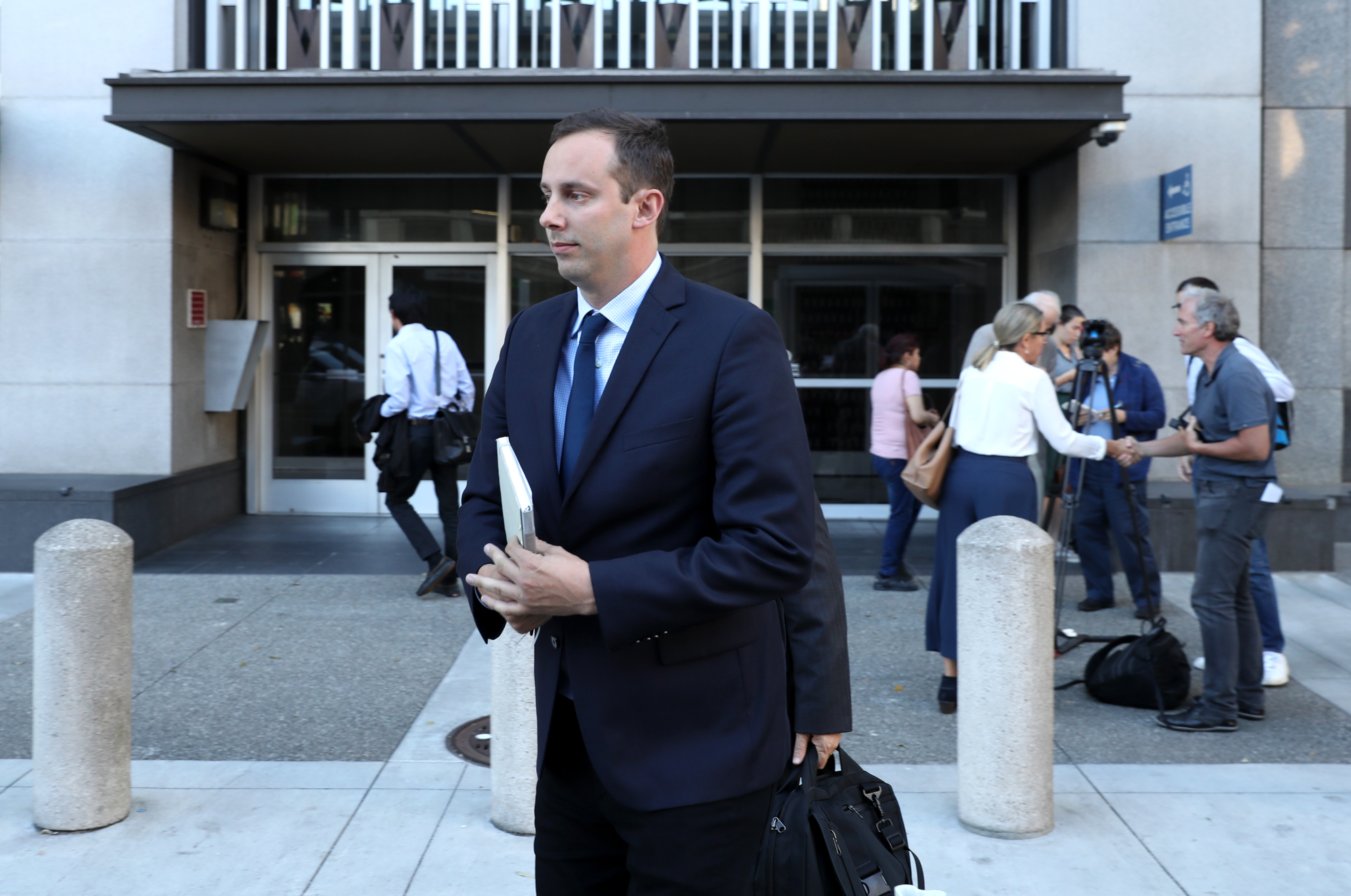 SAN FRANCISCO, CALIFORNIA - SEPTEMBER 24: Former Google and Uber engineer Anthony Levandowski leaves the Phillip Burton Federal Building and U.S. Courthouse after appearing in court on September 24, 2019 in San Francisco, California. Levandowski appeared in court after he was indicted on 33 criminal counts related to alleged theft from his former employer Google of autonomous drive technology secrets.