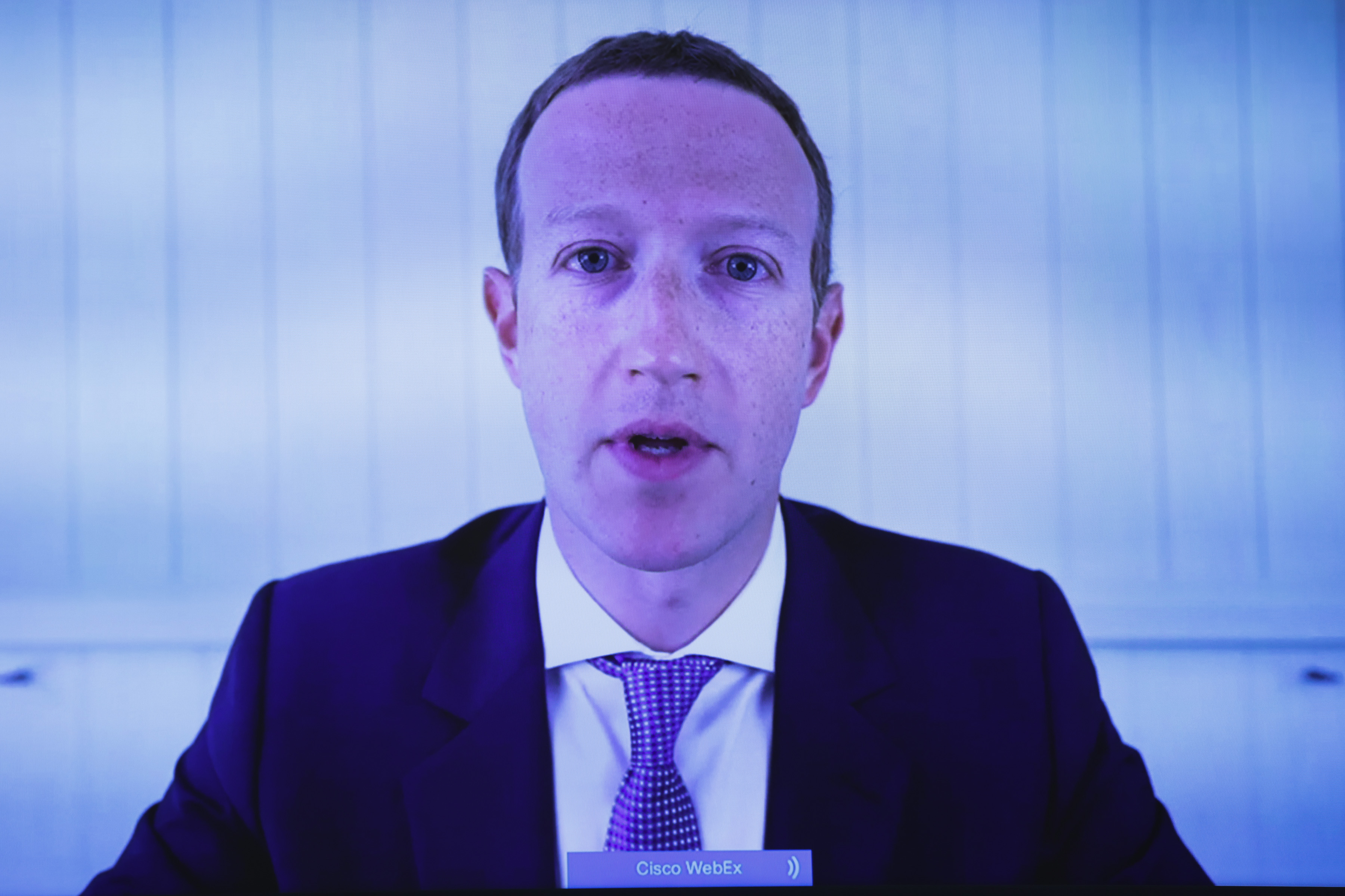 WASHINGTON, DC - JULY 29: Facebook CEO Mark Zuckerberg testifies via video conference during an Antitrust, Commercial and Administrative Law Subcommittee hearing on "Online platforms and market power. Examining the dominance of Amazon, Facebook, Google and Apple" on Capitol Hill on July 29, 2020 in Washington, DC.  