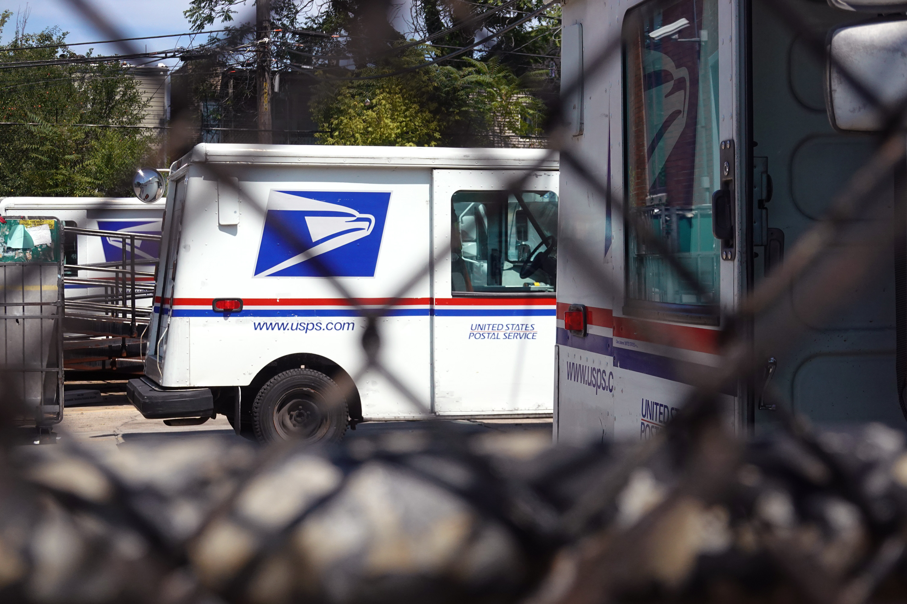 Postal vehicles sit at a United State Postal Service facility on August 13, 2020 in Chicago, Illinois. President Donald Trump said today that he opposes additional funding for the Postal Service because the lack of additional funding would make it more difficult to deliver mail-in ballots. (Photo by Scott Olson/Getty Images)