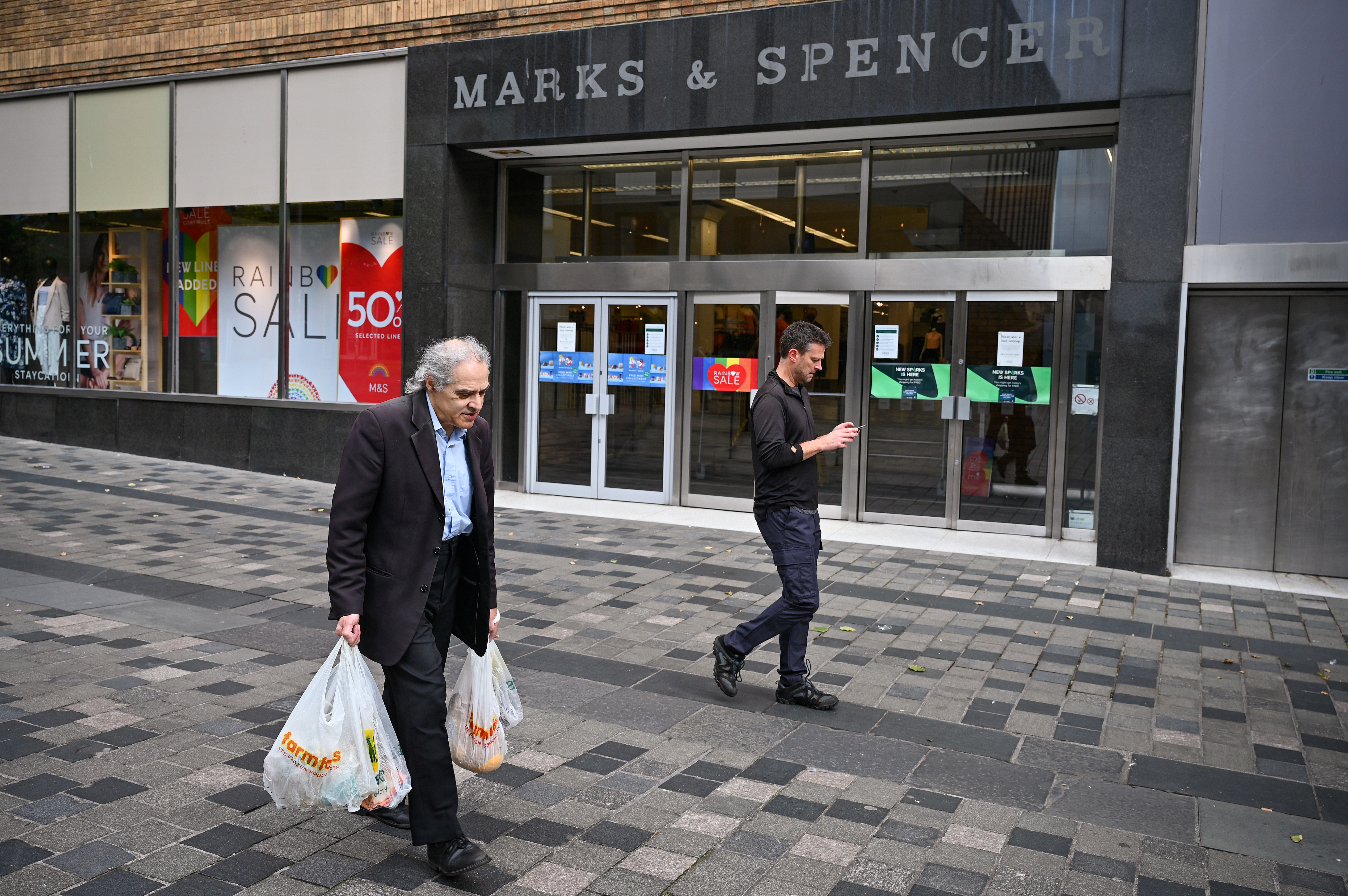 A general view of Marks &amp; Spencers on Sauchiehall Street on August 18, 2020 in Glasgow, United Kingdom. Many UK businesses are announcing job losses due to the effects of the Coronavirus Pandemic and Lockdown, with M&amp;S due to cut 7,000 jobs over next three months.