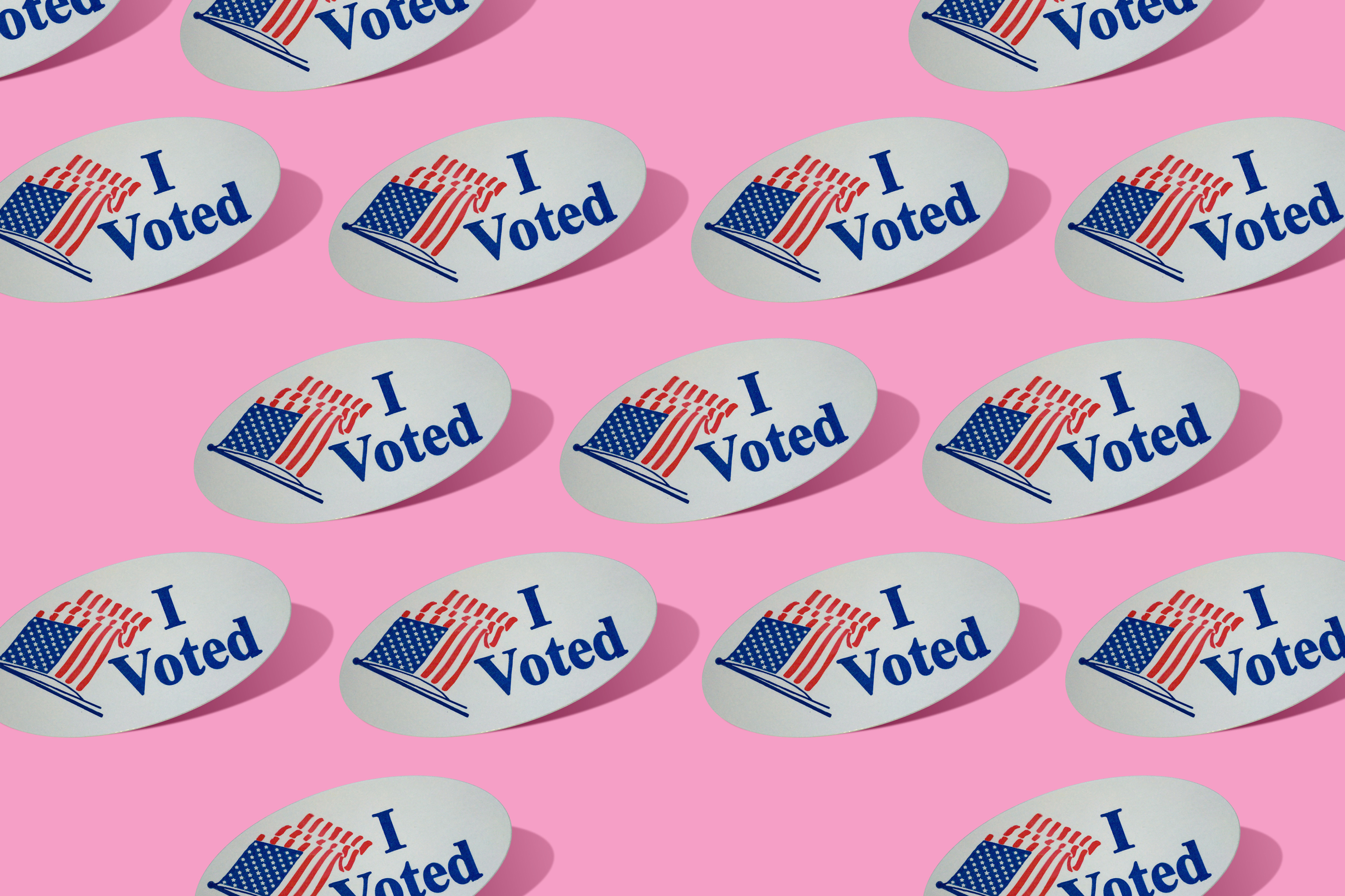I voted stickers on a pink background