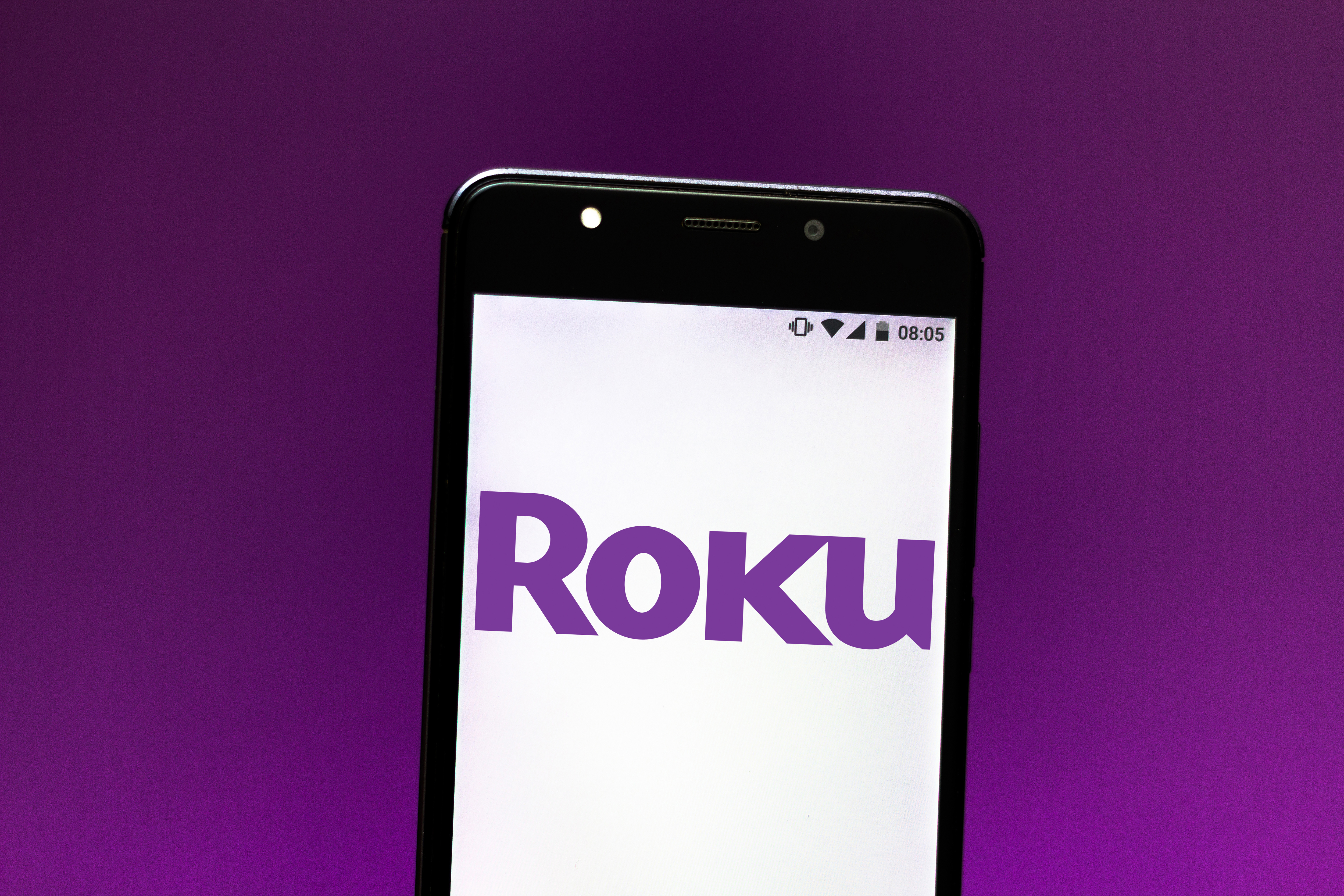 BRAZIL - 2019/09/11: In this photo illustration the Roku Streaming Player logo is seen displayed on a smartphone.