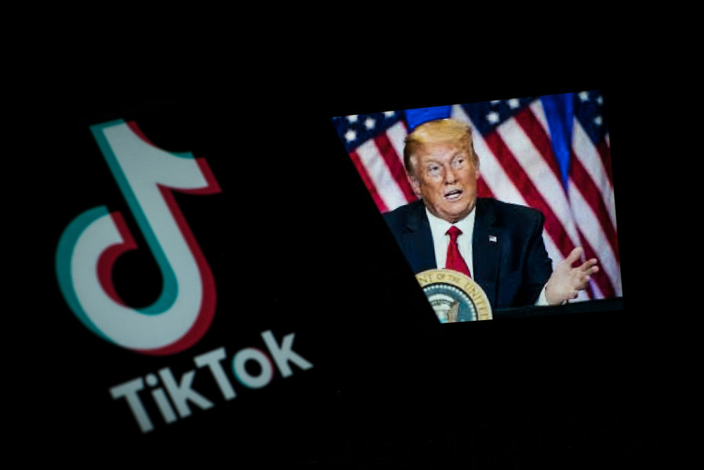 A close-up shows the TikTok sharing application on a smartphone and personal pc on September 14, 2020, in Rome, Italy. Photo Illustration by Andrea Ronchini/NurPhoto via Getty Images