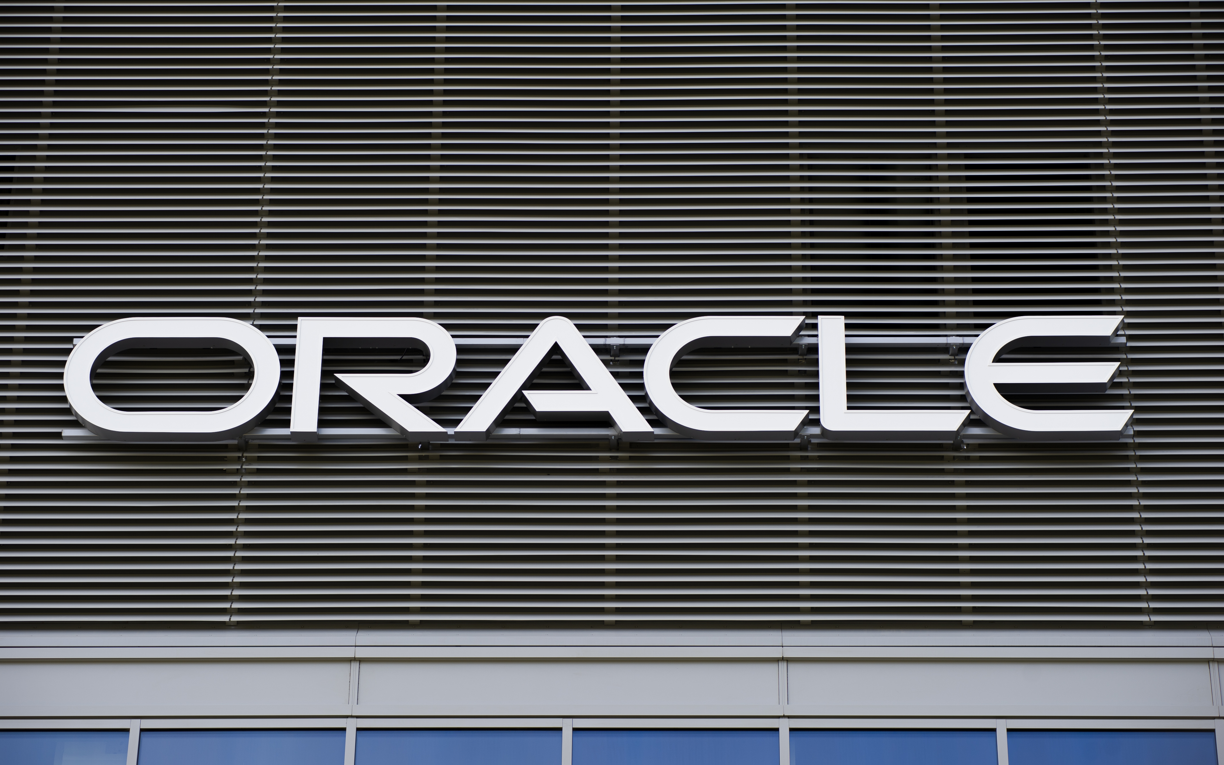Oracle sign is seen on September 19, 2020 in Warsaw, Poland.