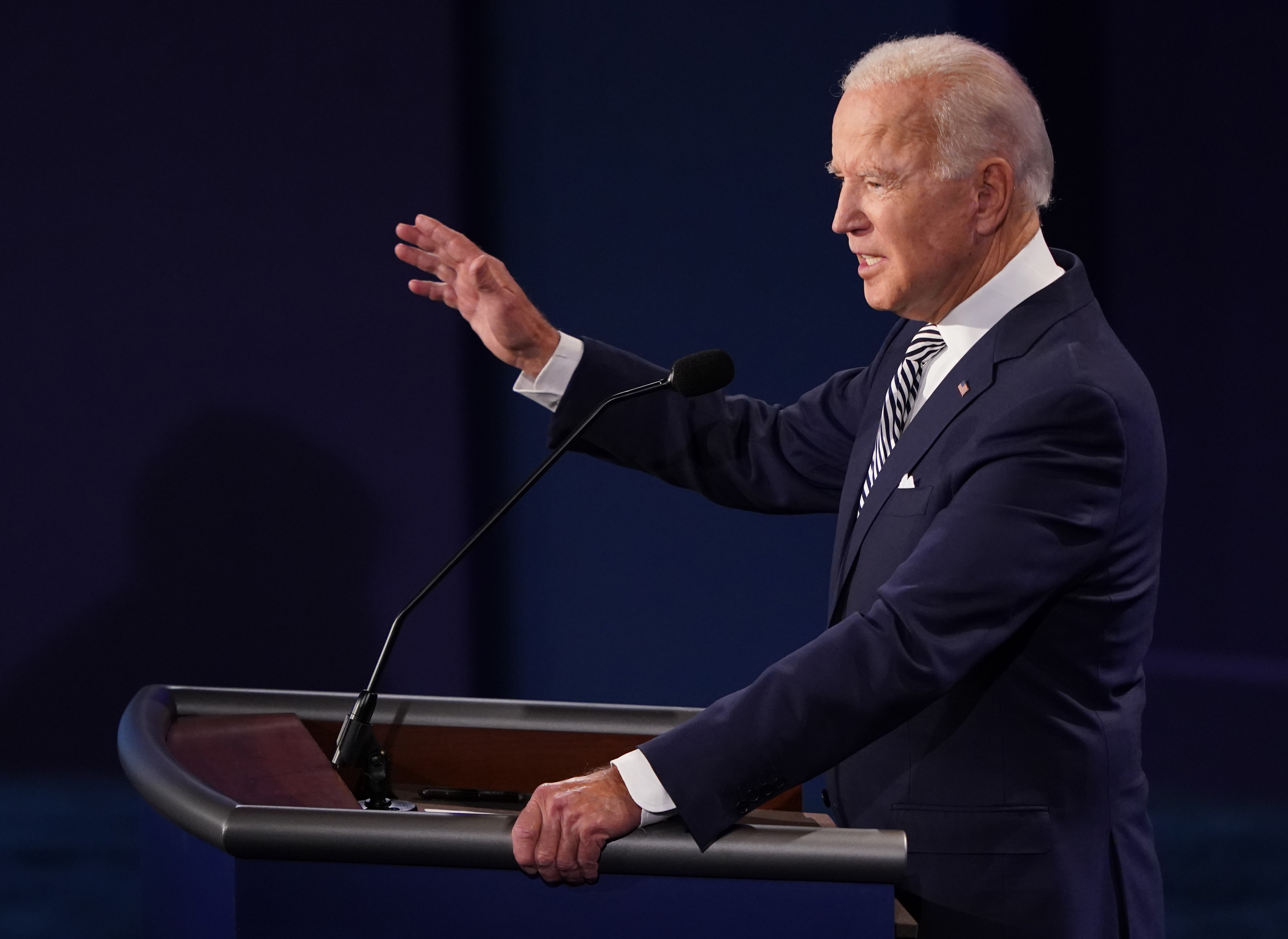 Joe Biden, 2020 Democratic presidential nominee, speaks during the first U.S. presidential debate hosted by Case Western Reserve University and the Cleveland Clinic in Cleveland, Ohio, U.S., on Tuesday, Sept. 29, 2020. Trump and Biden kick off their first debate with contentious topics like the Supreme Court and the coronavirus pandemic suddenly joined by yet another potentially explosive question -- whether the president ducked paying his taxes. Photographer: Kevin Dietsch/UPI/Bloomberg via Getty Images