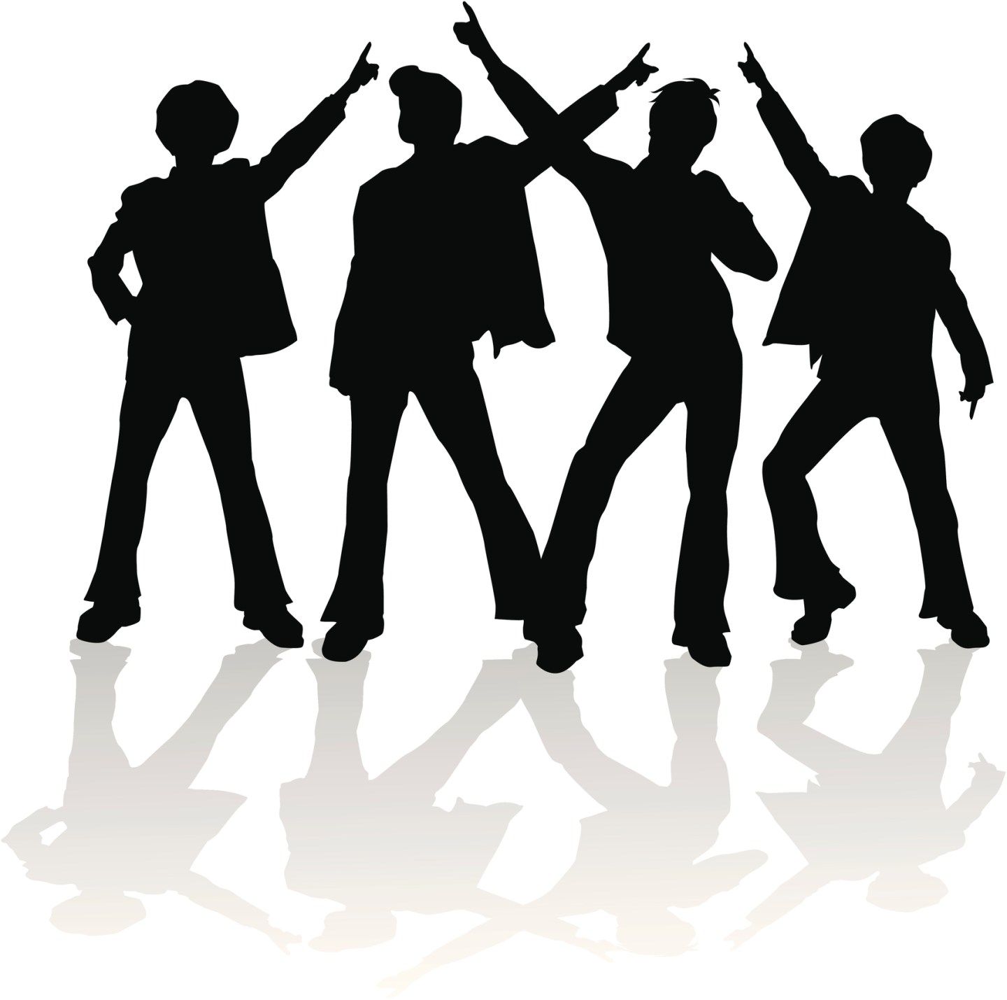 Silhouette of disco dancers.