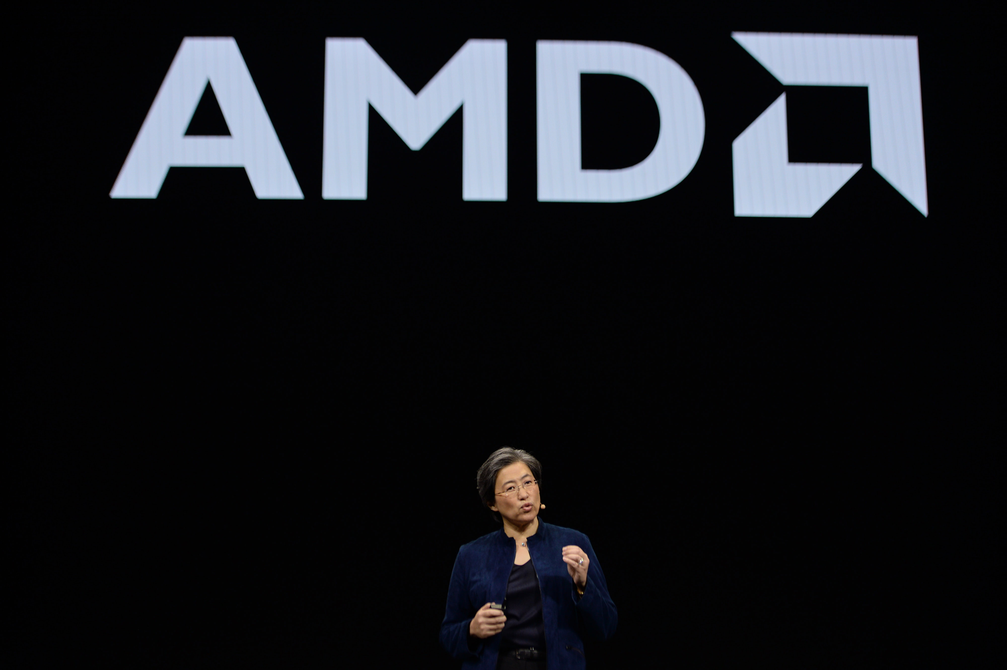Lisa Su, president and chief executive officer of Advanced Micro Devices Inc. (AMD), speaks during an AMD press event at CES 2020 in Las Vegas, Nevada, U.S., on Monday, Jan. 6, 2020. Every year during the second week of January nearly 200,000 people gather in Las Vegas for the tech industry's most-maligned, yet well-attended event: the consumer electronics show. Photographer: Bridget Bennett/Bloomberg via Getty Images