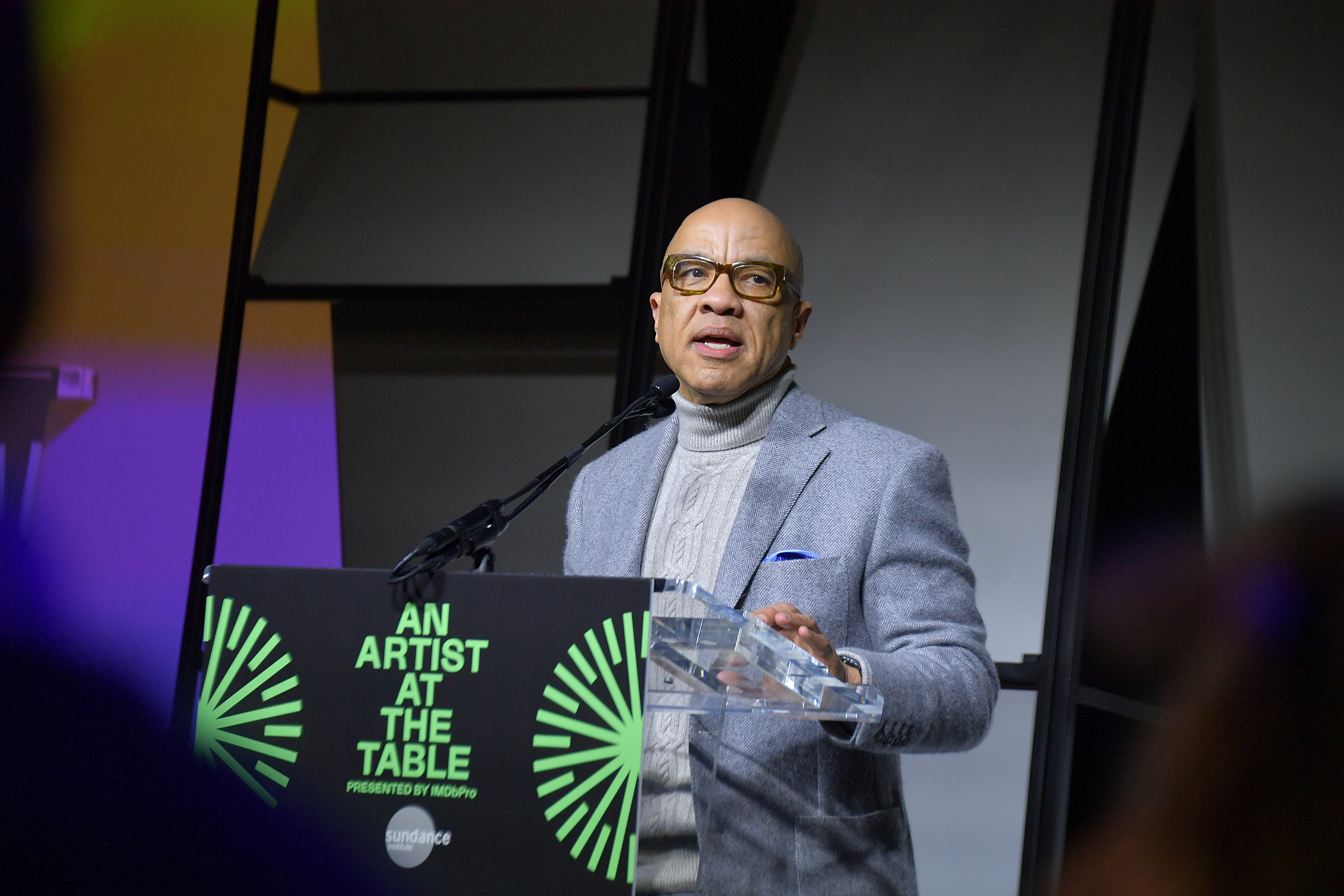 PARK CITY, UTAH - JANUARY 23: President of the Ford Foundation and recipient of Sundance Institute's Vanguard Award for Philanthropy Darren Walker speaks during 2020 Sundance Film Festival - An Artist At The Table Presented By IMDbPro Dinner & Reception at Juniper at Newpark on January 23, 2020 in Park City, Utah. (Photo by Michael Loccisano/Getty Images)