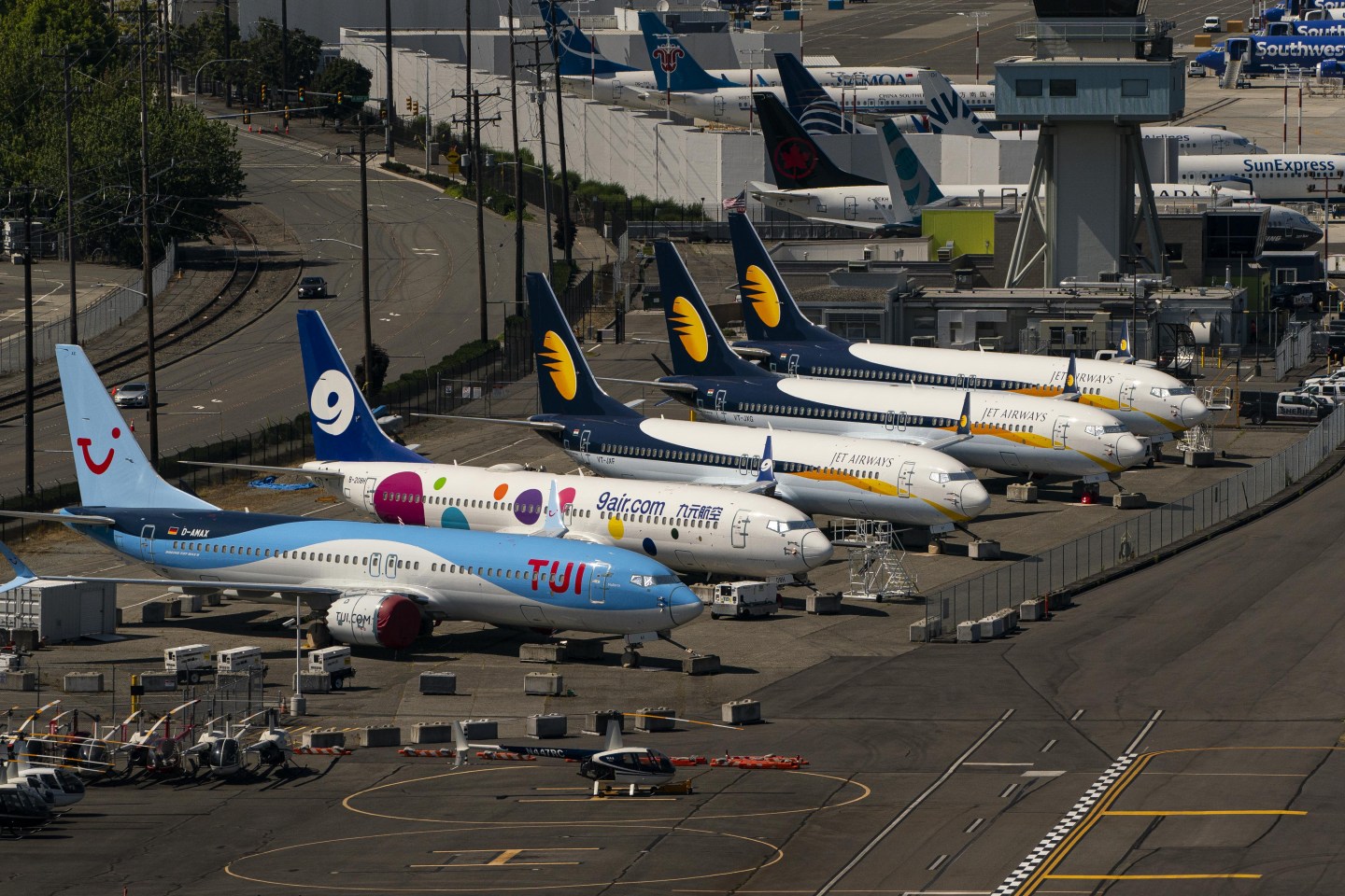 Boeing Co. 737 Max airplanes sit parked at Boeing Field in Seattle, Washington, U.S., on Monday, July 27, 2020.