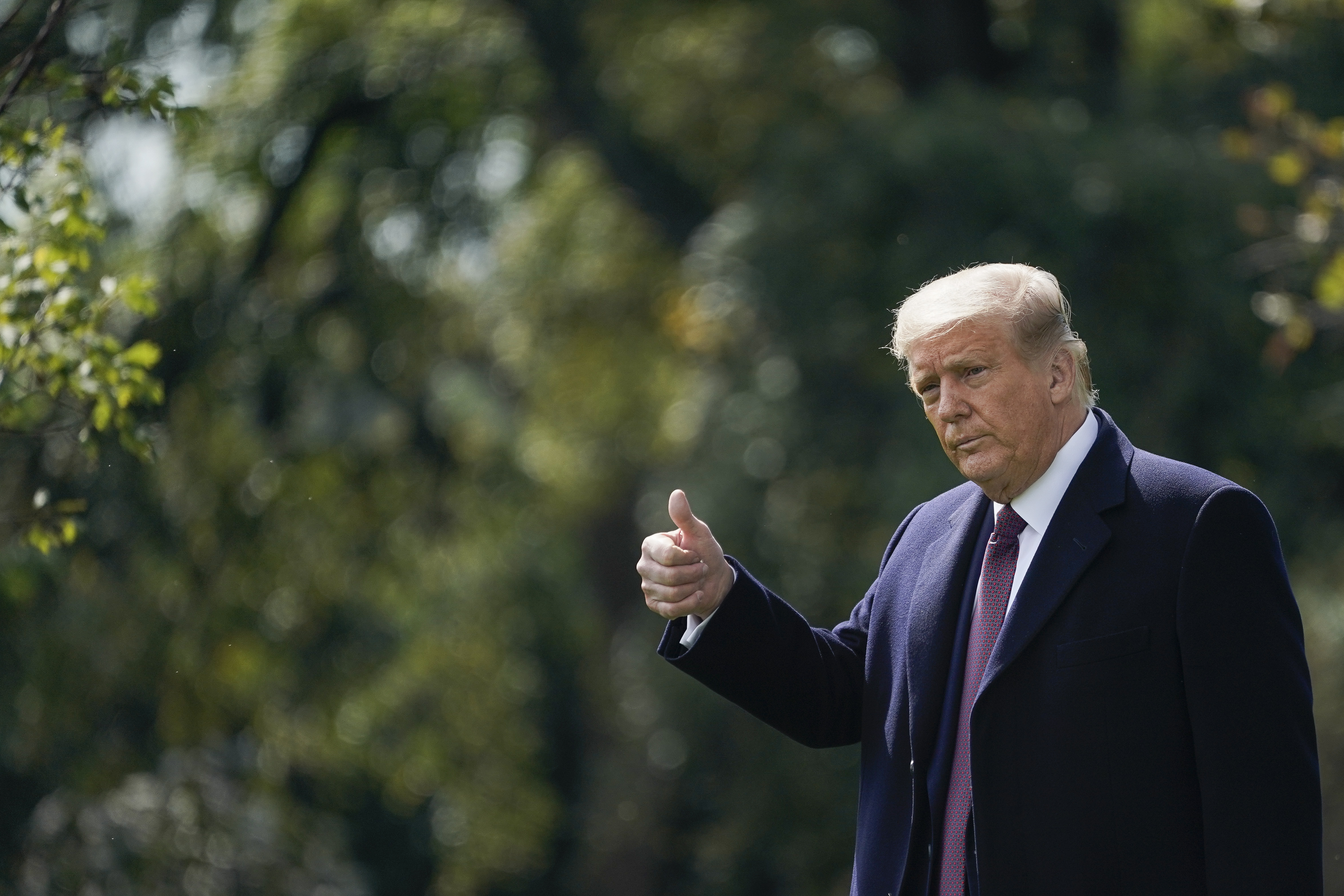 U.S. President Donald Trump walks to Marine One on the South Lawn of the White House on October 1, 2020 in Washington, DC.