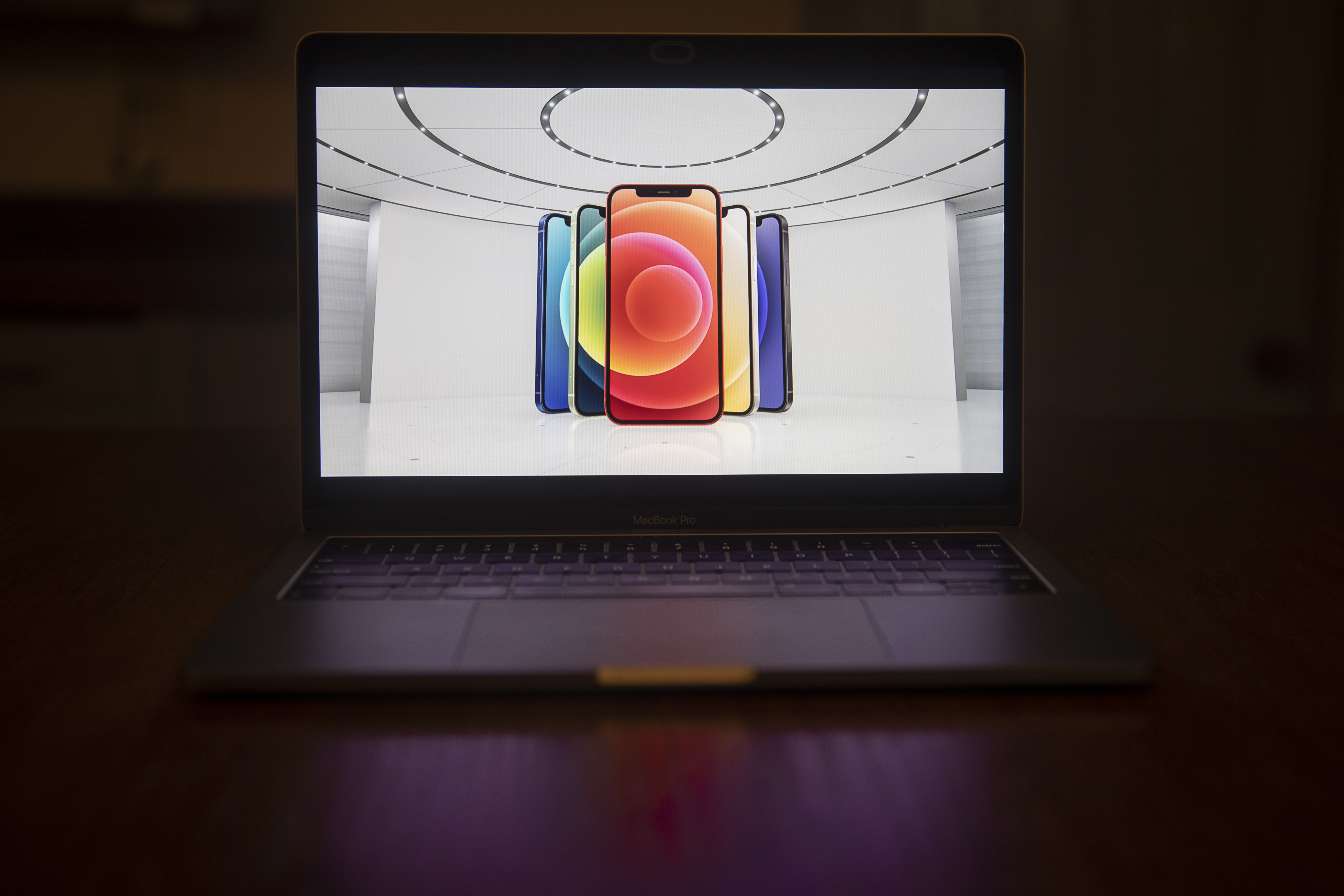 The Apple iPhone 12 is unveiled during a virtual product launch seen on a laptop computer in Tiskilwa, Illinois, U.S., on Tuesday, Oct. 13, 2020. Apple Inc. revealed four redesigned iPhones with 5G wireless capability, upgraded cameras, faster processors and a wider range of screen sizes.