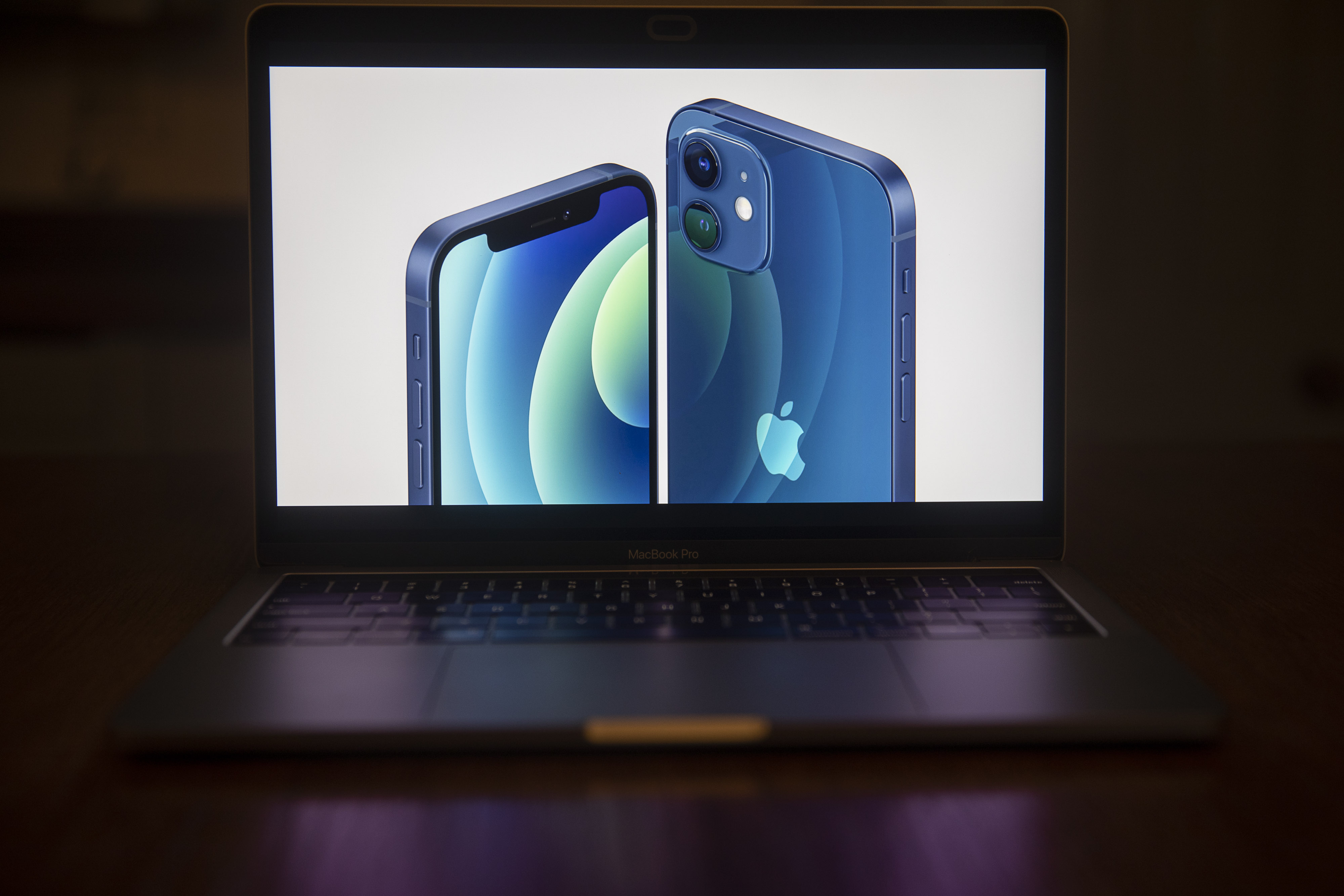 The Apple iPhone 12 is unveiled during a virtual product launch seen on a laptop computer in Tiskilwa, Illinois, U.S., on Tuesday, Oct. 13, 2020. Apple Inc. revealed four redesigned iPhones with 5G wireless capability, upgraded cameras, faster processors and a wider range of screen sizes.