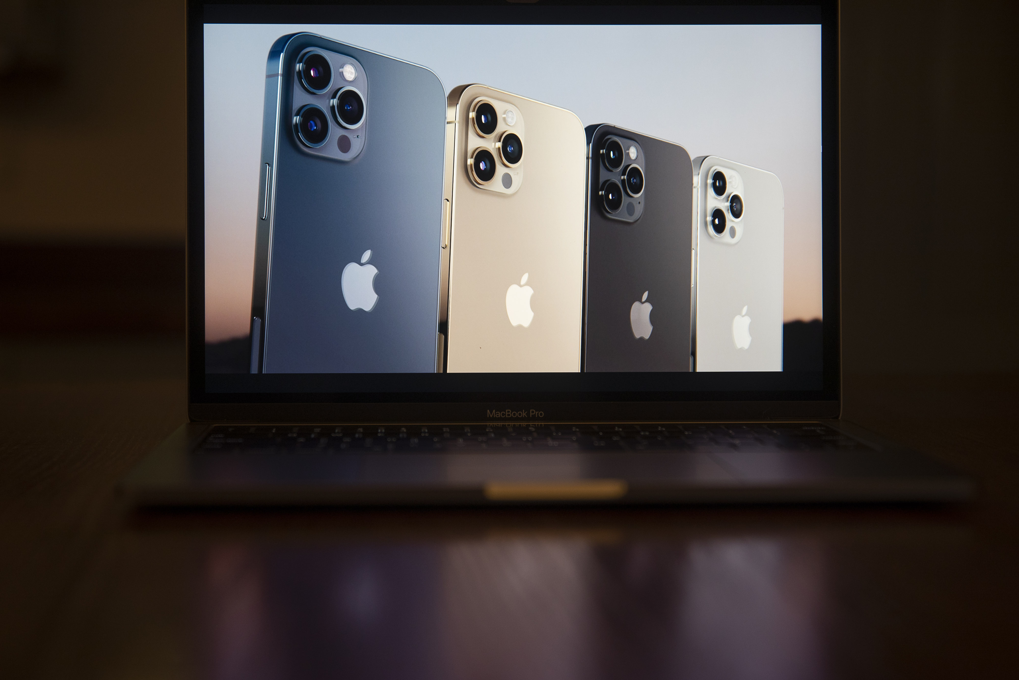 The Apple iPhone 12 Pro Max is unveiled during a virtual product launch seen on a laptop computer in Tiskilwa, Illinois, U.S., on Tuesday, Oct. 13, 2020. Apple Inc. revealed four redesigned iPhones with 5G wireless capability, upgraded cameras, faster processors and a wider range of screen sizes. 