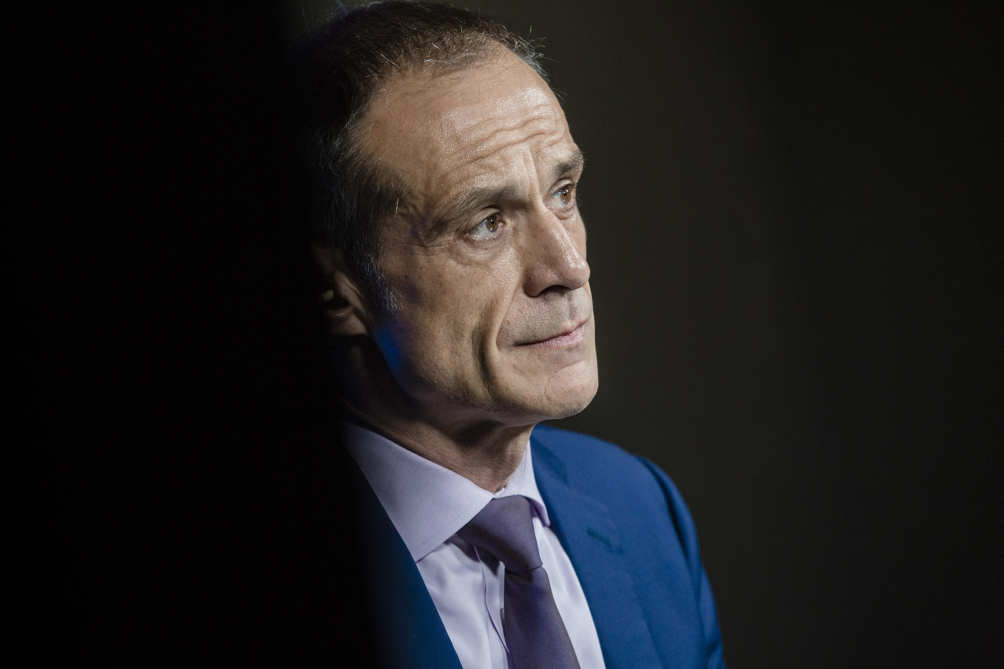 Jean-Pascal Tricoire, chief executive officer of Schneider Electric SA, looks on during a Bloomberg Television interview in Paris, France, on Thursday, Feb. 16, 2017. Schneider is preparing to cut jobs in the U.K. amid an uncertain outlook for the construction and infrastructure markets as the country prepares to begin negotiations on exiting the European Union. Photographer: Marlene Awaad/Bloomberg via Getty Images