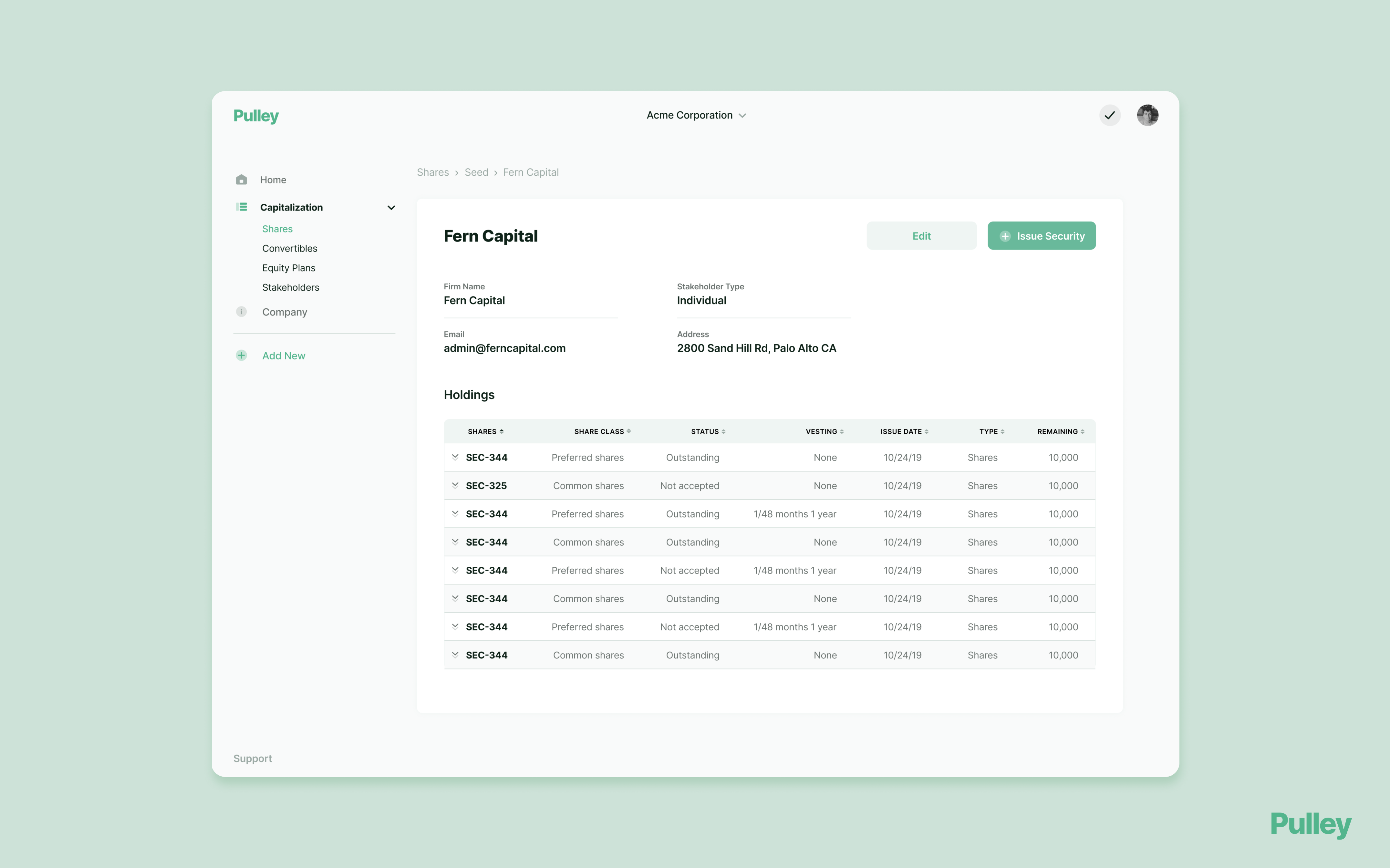 Pulley, a San Francisco–based equity management startup, raised $10 million in funding led by Stripe.