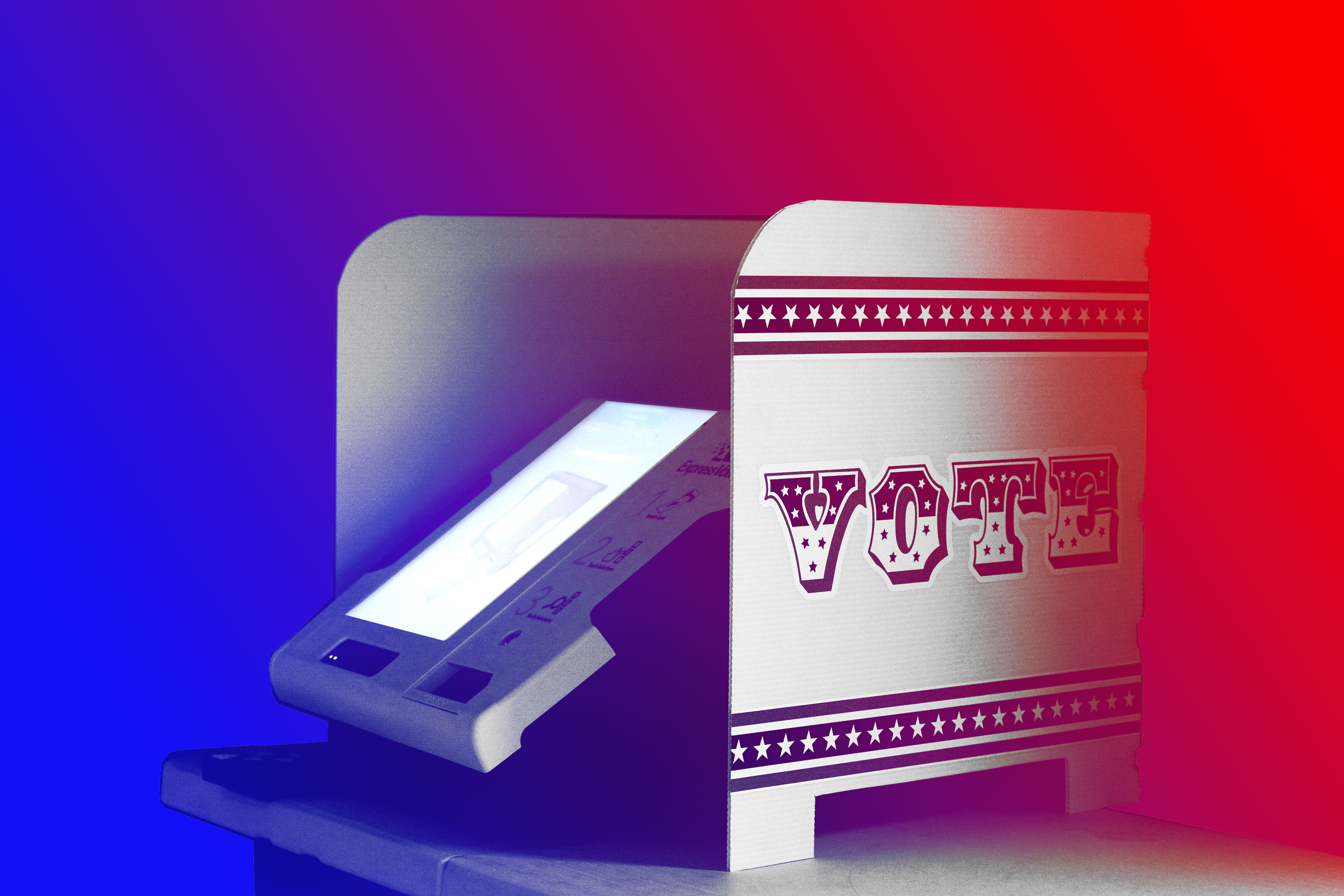 A voting booth at a polling station in Milwaukee.