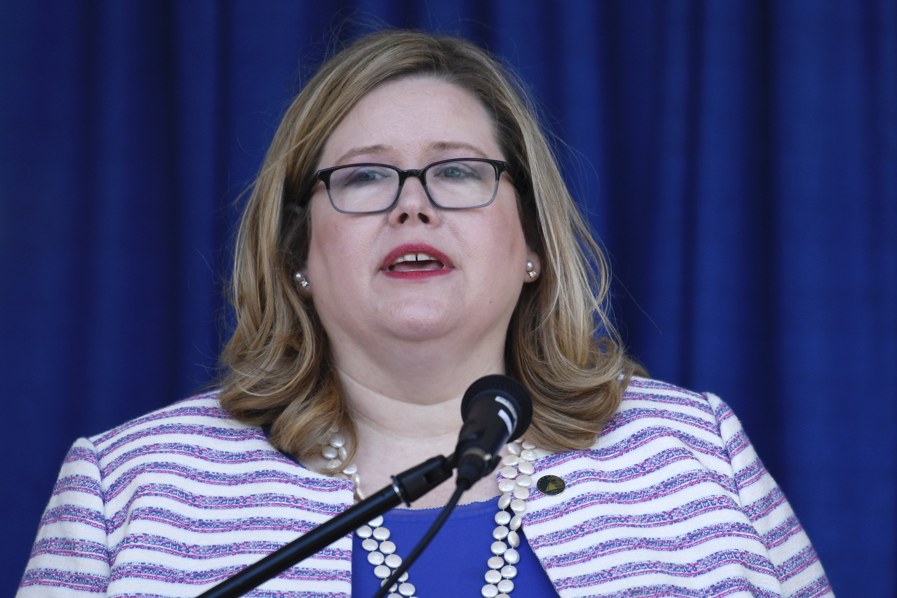 General Services Administration Administrator Emily Murphy (pictured here at a ribbon-cutting ceremony for a new Department of Homeland Security building in June 2019), ascertained Monday that Joe Biden won the 2020 presidential election. She issued a letter Monday formally authorizing the transition from the Trump administration to begin after President Trump's efforts to subvert the vote failed across battleground states.