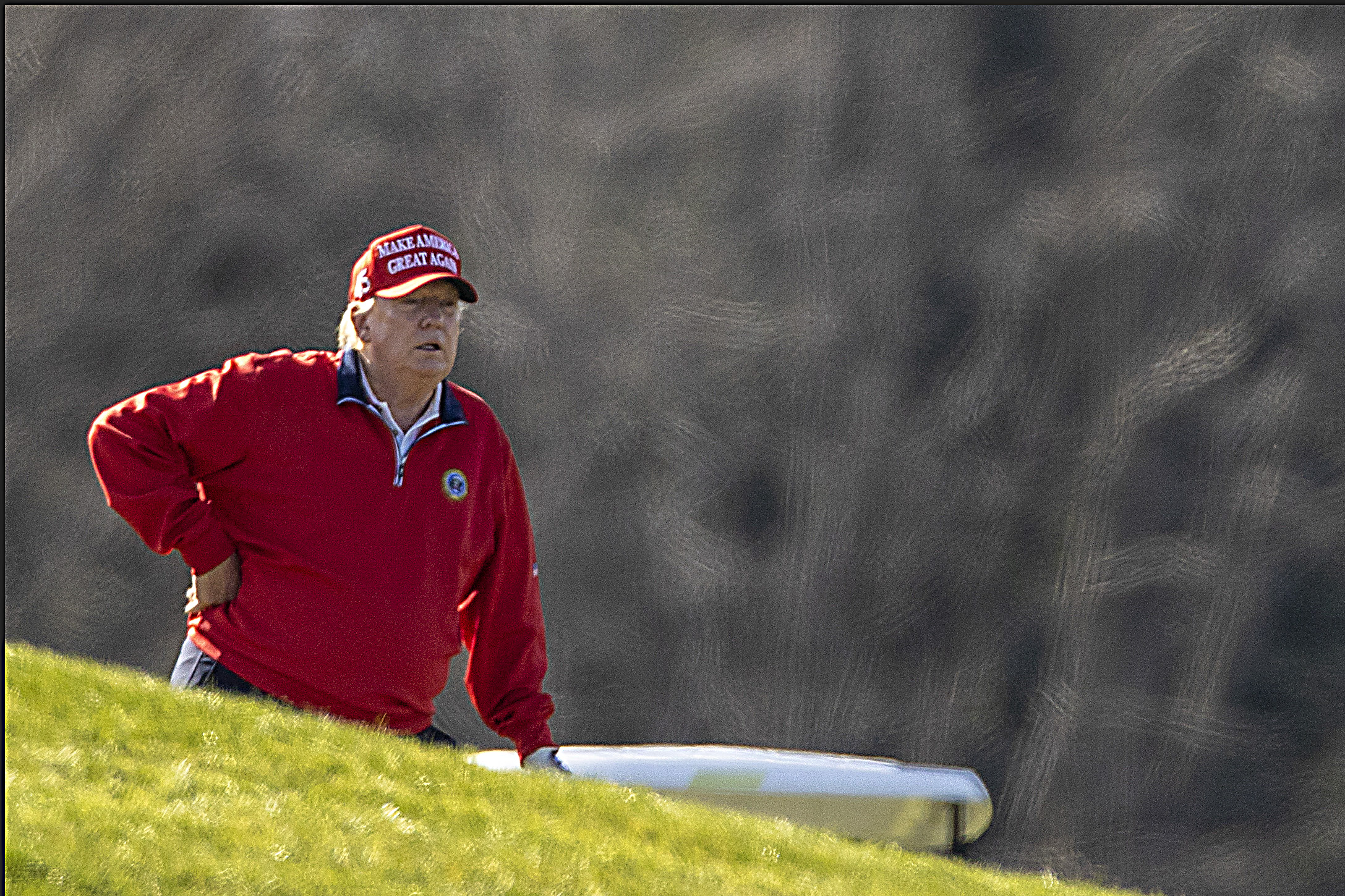 US President Donald Trump golfs at Trump National Golf Club on November 26, 2020 in Sterling, Virginia. President Trump stayed in Washington, DC this year for Thanksgiving due the Covid-19 outbreak in the United States.