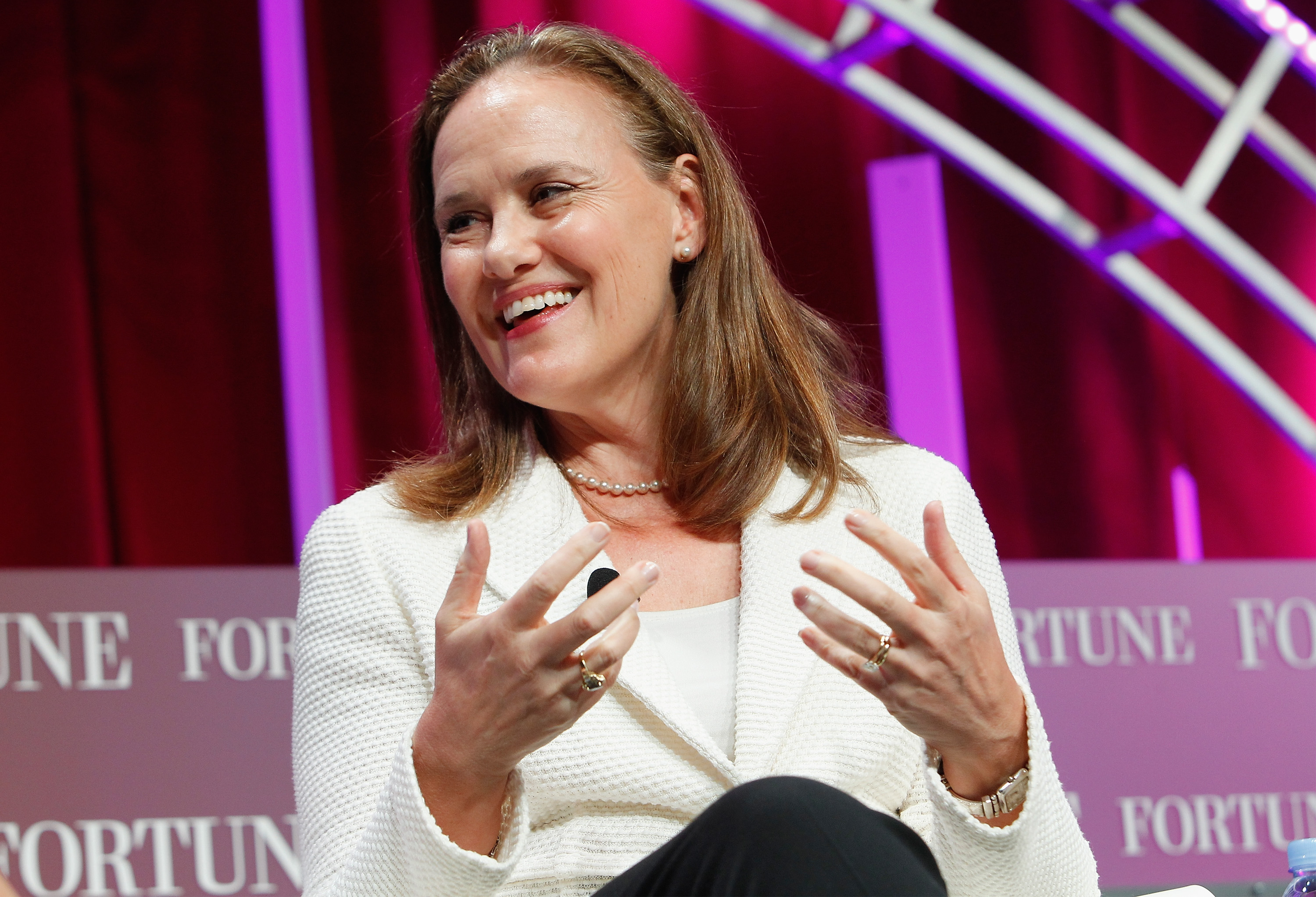 Former Undersecretary of Defense for Policy Michele Flournoy, seen here onstage during Fortune's Most Powerful Women Summit in 2015, is a leading candidate to lead the Pentagon under President-elect Biden.