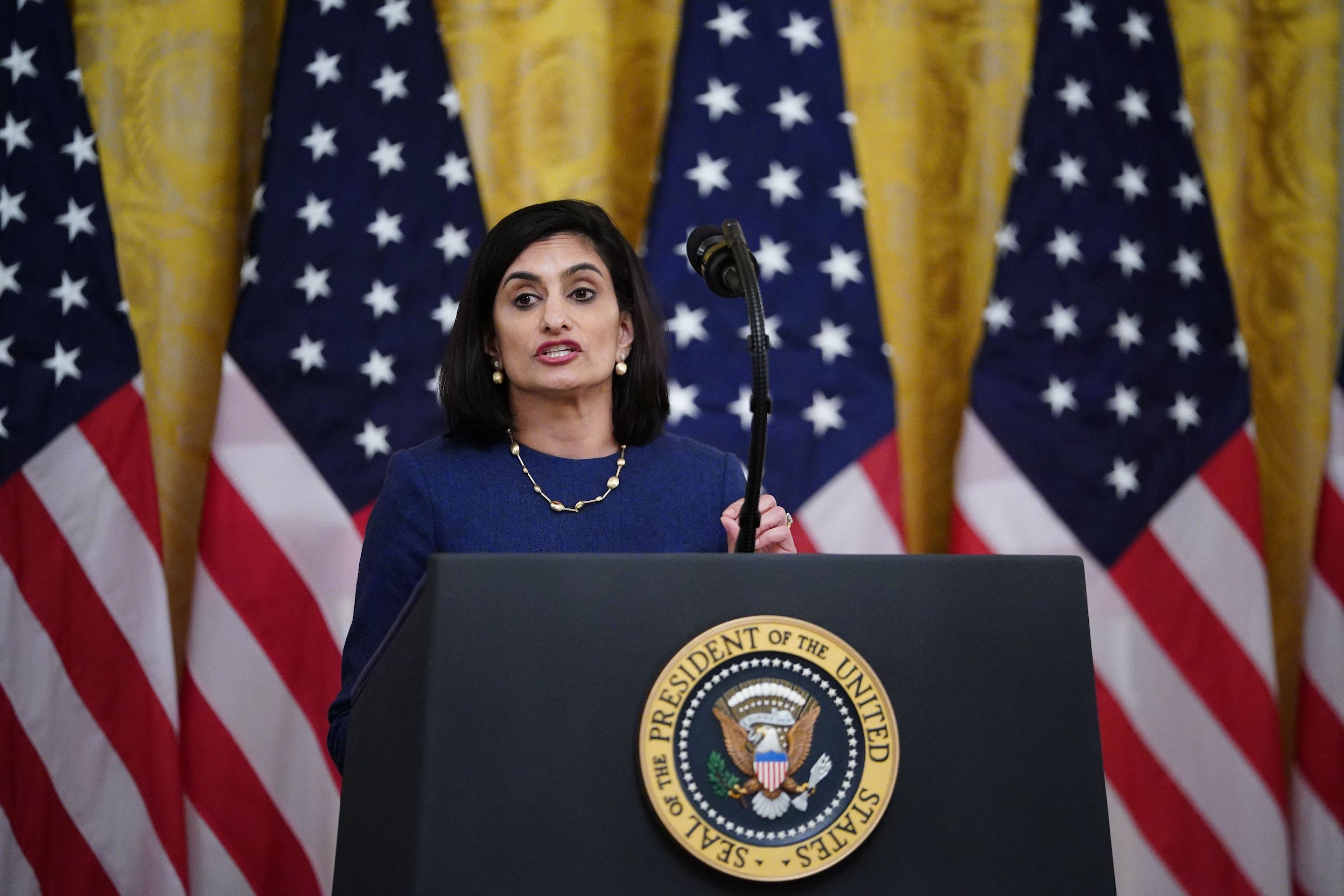 Seema Verma, Administrator of the Centers for Medicare and Medicaid Services, speaks on protecting America's seniors from COVID-19 at the White House on April 30, 2020.