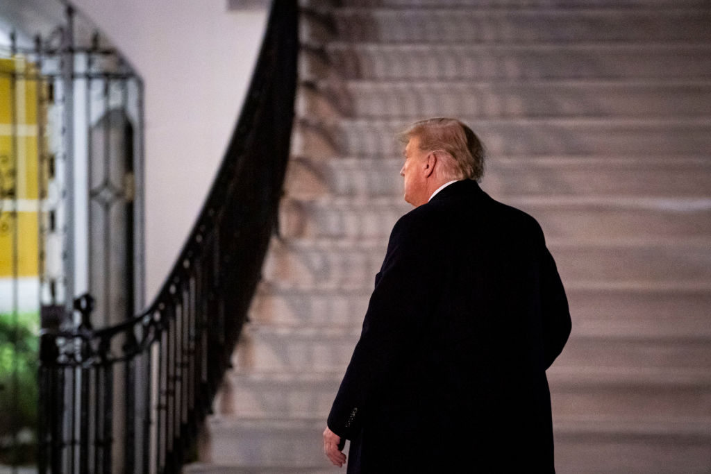 U.S. President Donald Trump arrives on the South Lawn of the White House on Dec. 12, 2020, in Washington, D.C.