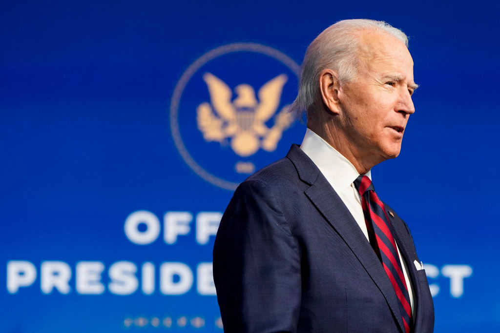 President-elect Joe Biden announces members of his climate and energy team on Dec. 19, 2020, at the Queen Theater in Wilmington, Del.