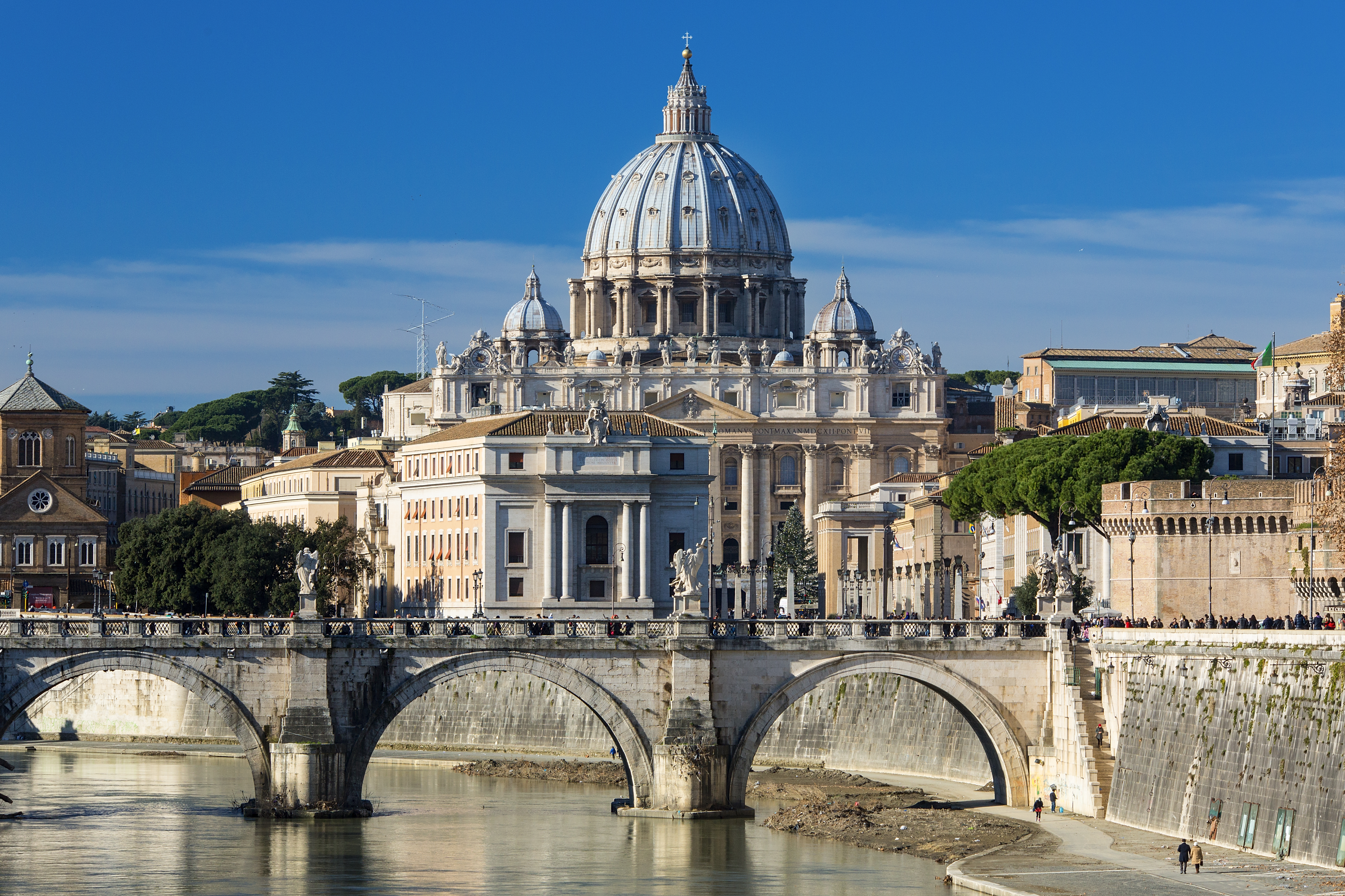 Rome, St. Peter's Basilica seen over river Tiber