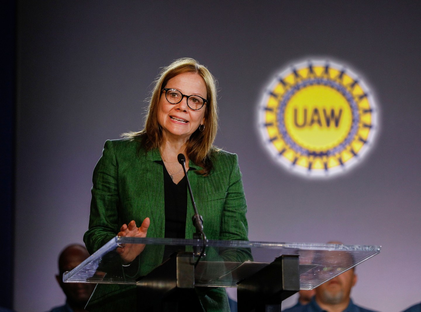 General Motors Chairman and CEO Mary Barra speaks at the opening the 2019 GM-UAW contract talks on July 16, 2019 in Detroit, Michigan.