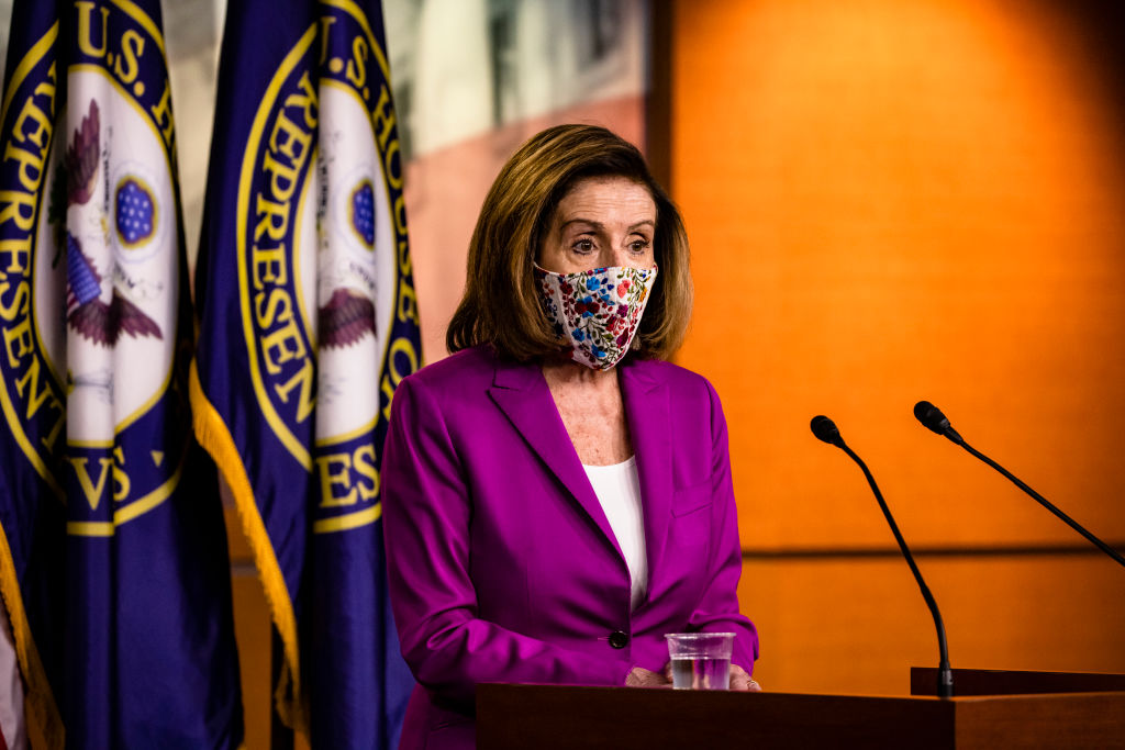 Speaker of the House Nancy Pelosi calls for the removal of President Donald Trump from office either by invocation of the 25th Amendment by Vice President Mike Pence and a majority of the Cabinet members or Impeachment at the U.S. Capitol on January 7, 2021 in Washington, D.C. Following a rally yesterday with President Donald Trump on the National Mall, a pro-Trump mob stormed and broke into the U.S. Capitol building causing the Joint Session of Congress to delay the certification of President-elect Joe Biden's victory over President Trump.