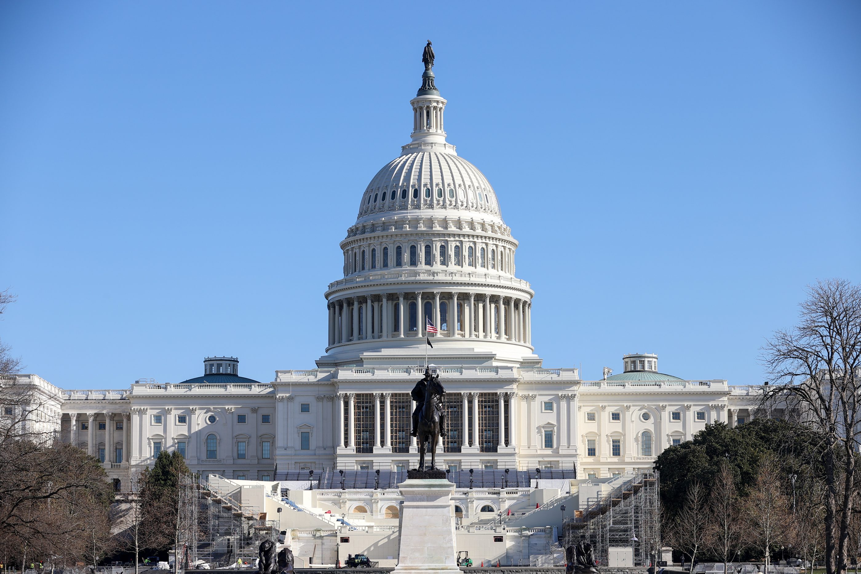 The U.S Capitol Building is surrounded by fencing after a massive riot saw Trump supporters break into the building and stage an insurrection on Wednesday.