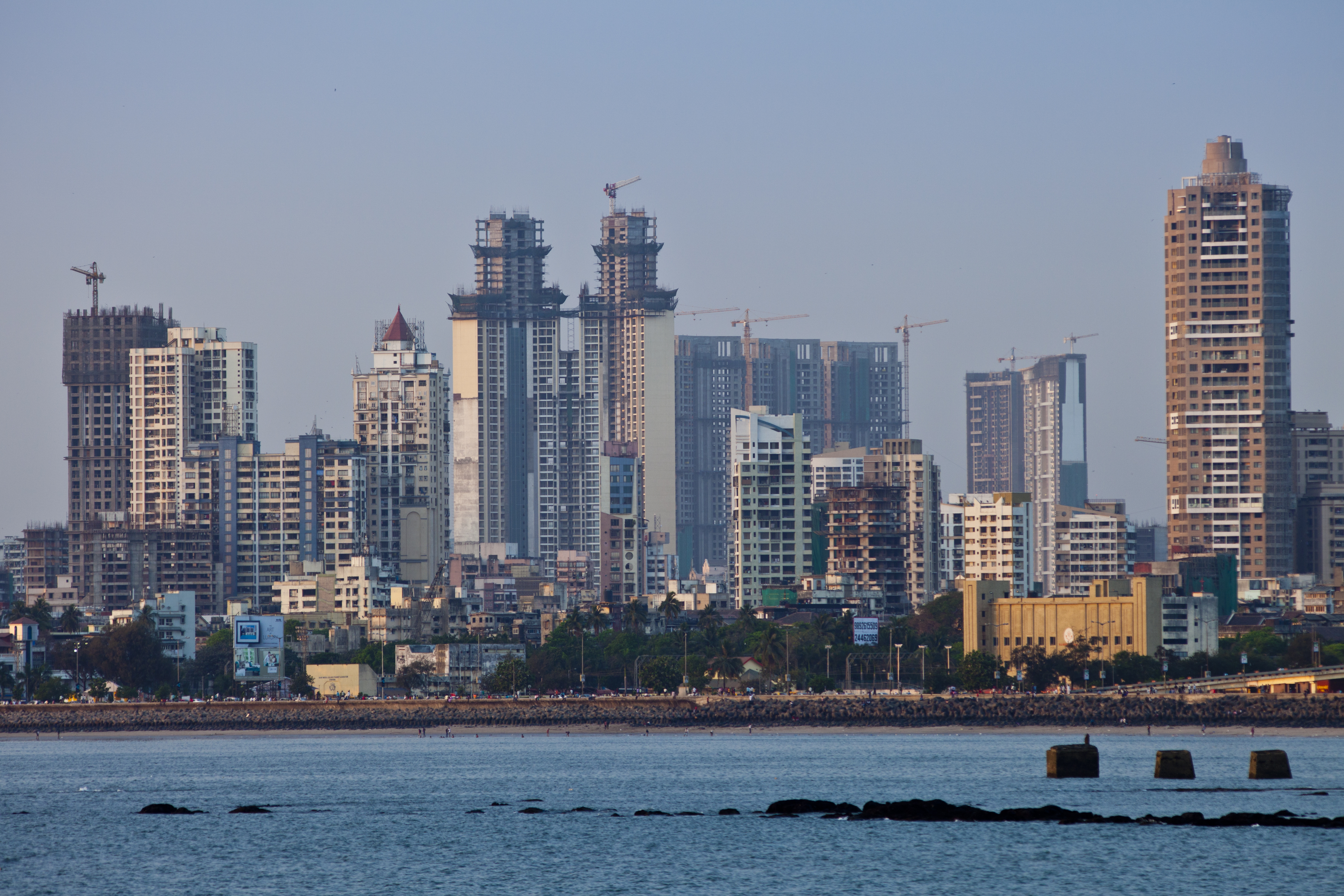 Extensive new development in business district a sign of economic growth, by twin towers in Tardeo South Mumbai, India.
