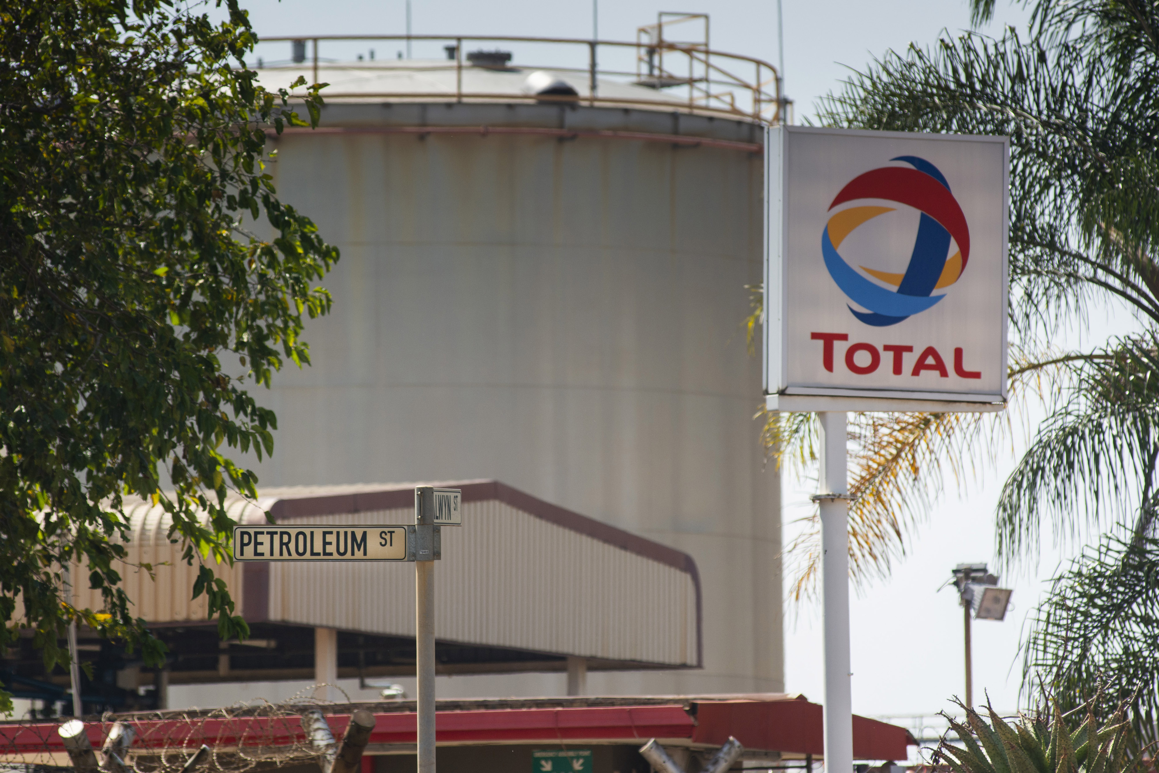 Oil storage tanks at a Total facility in the Waltloo district of Pretoria, South Africa, on April 21, 2020.