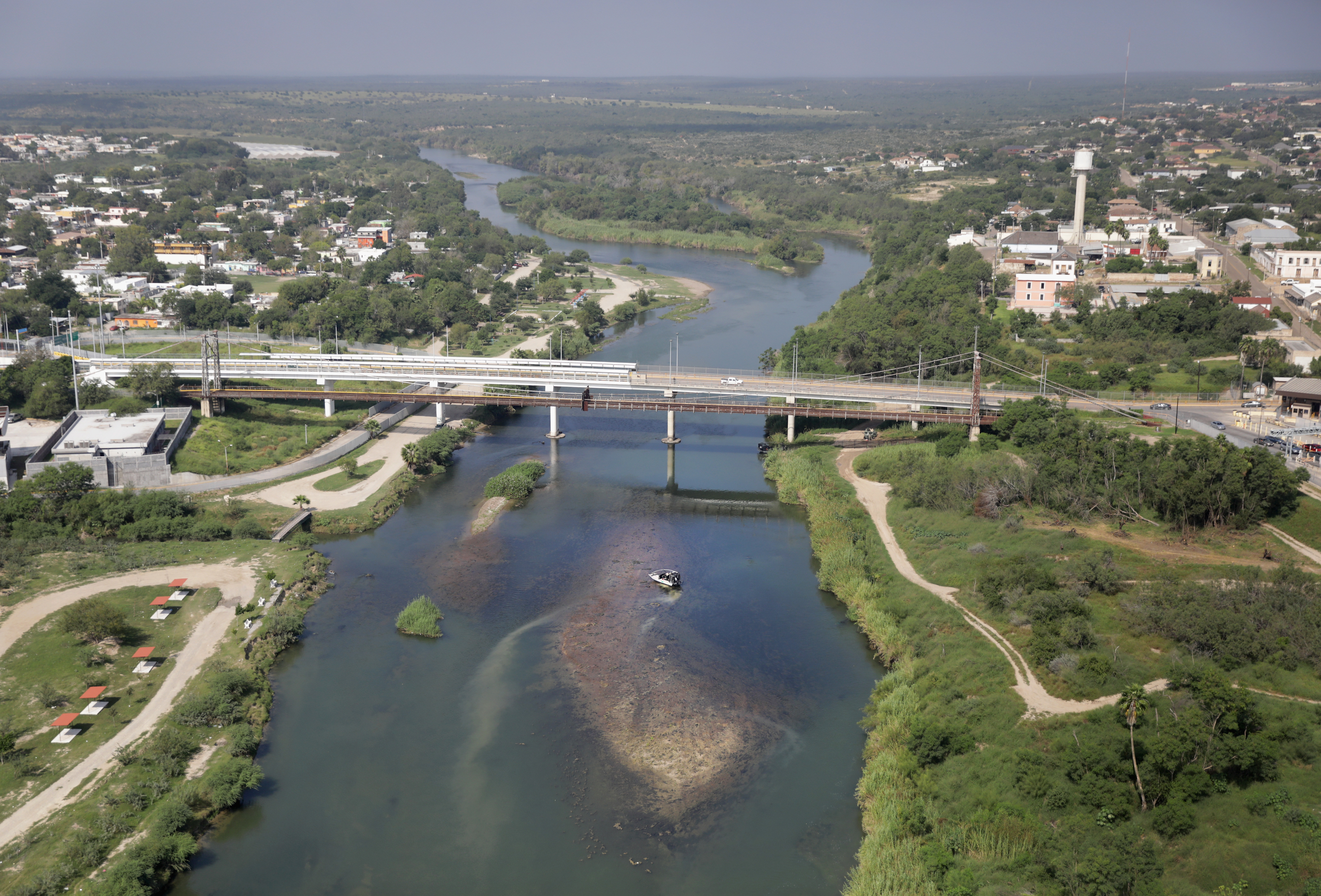 An aerial view of Roma, the Texas town where many child migrants are crossing into the U.S. for asylum.