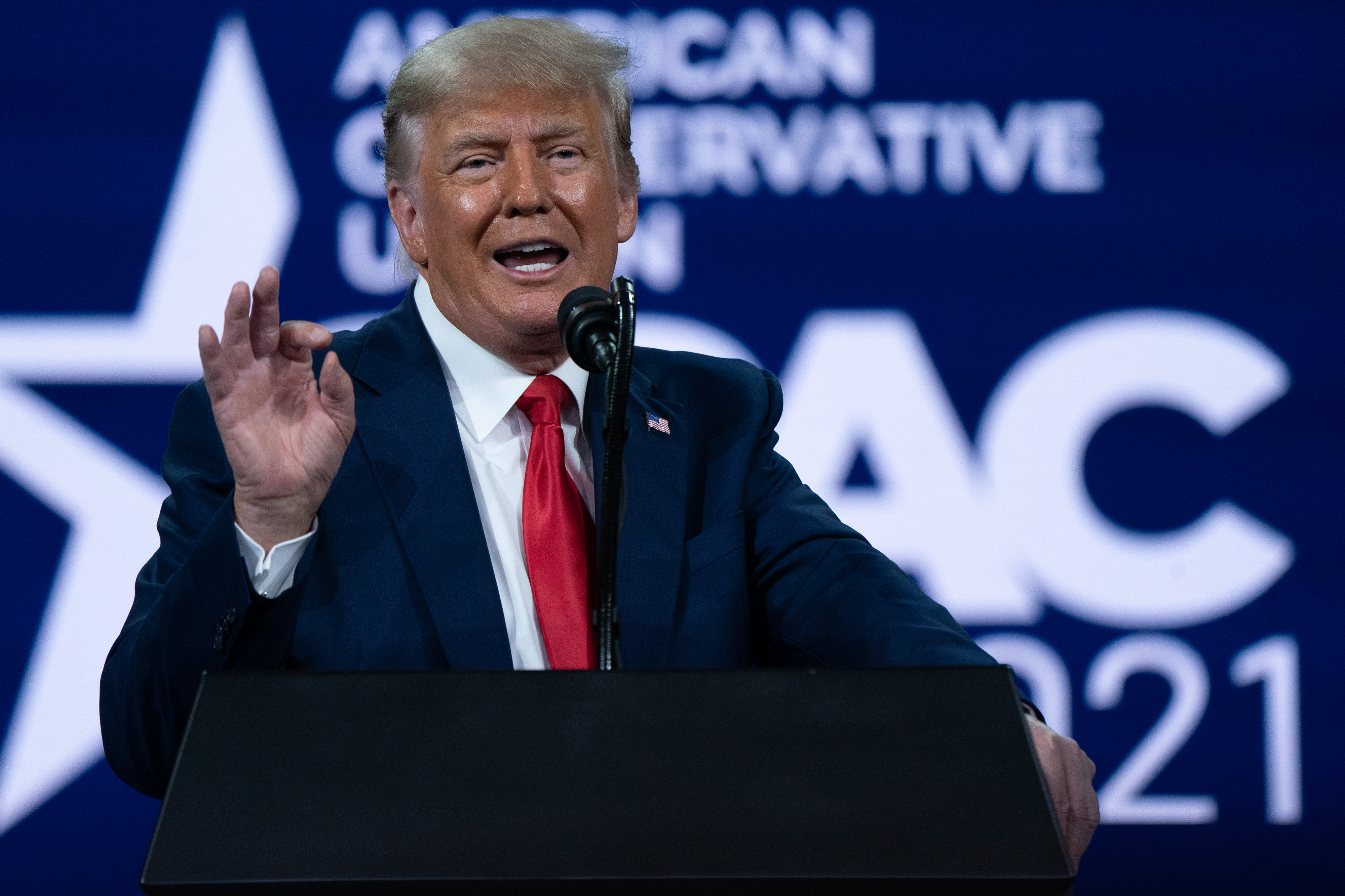 Former U.S. President Donald Trump speaks during the Conservative Political Action Conference (CPAC) in Orlando, Florida on Feb. 28, 2021. 