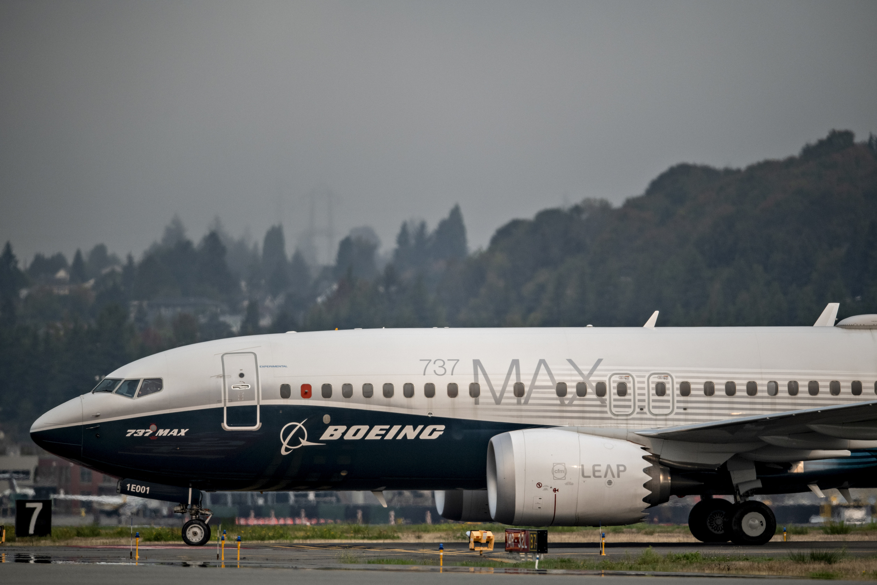 The Boeing Co. 737 Max airplane taxis after landing during a test flight in Seattle, Washington, U.S.on Sept. 30, 2020.