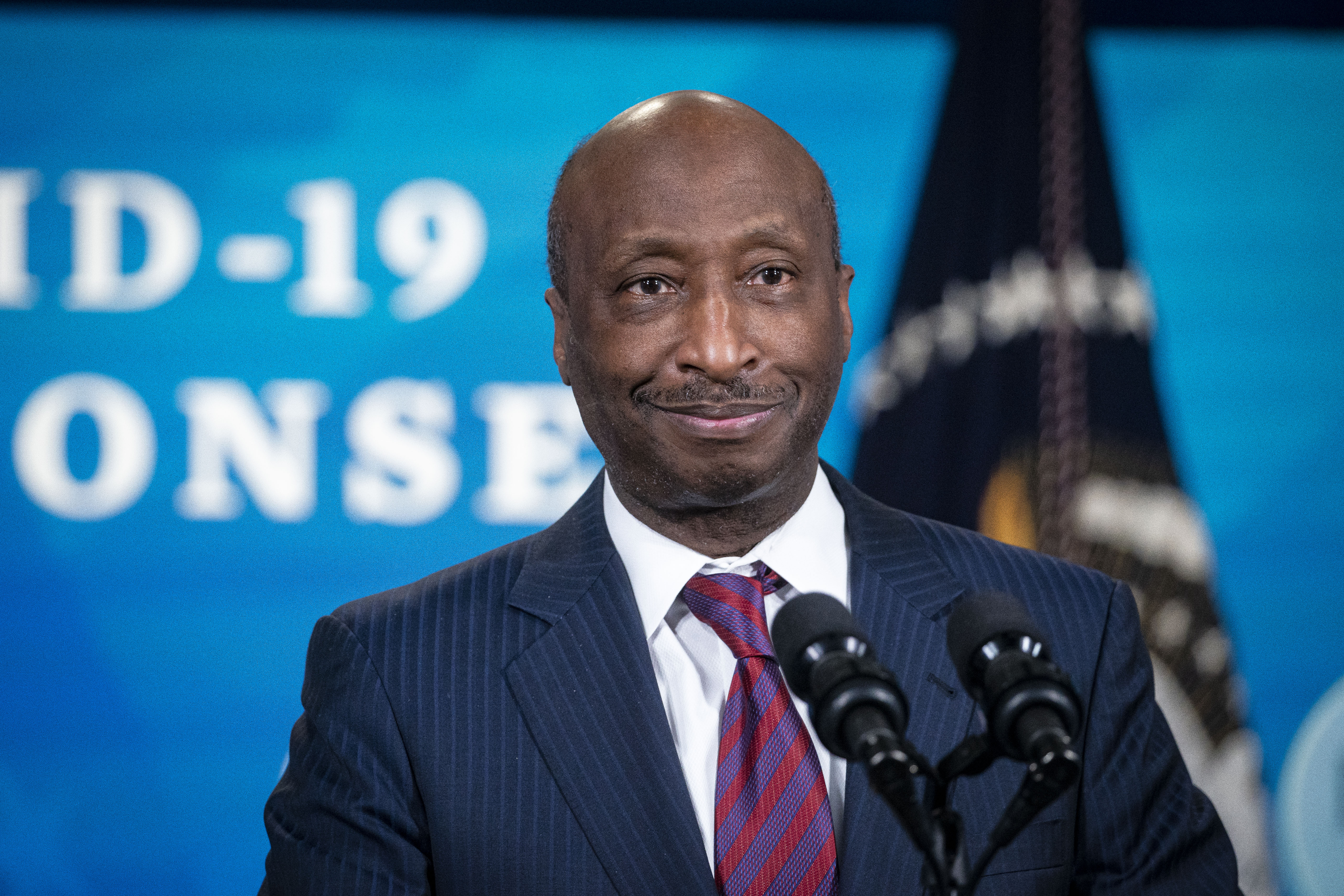 Ken Frazier, chairman and chief executive officer of Merck & Co., pauses while speaking during an event in the Eisenhower Executive Office Building in Washington, D.C., U.S., on Wednesday, March 10, 2021.