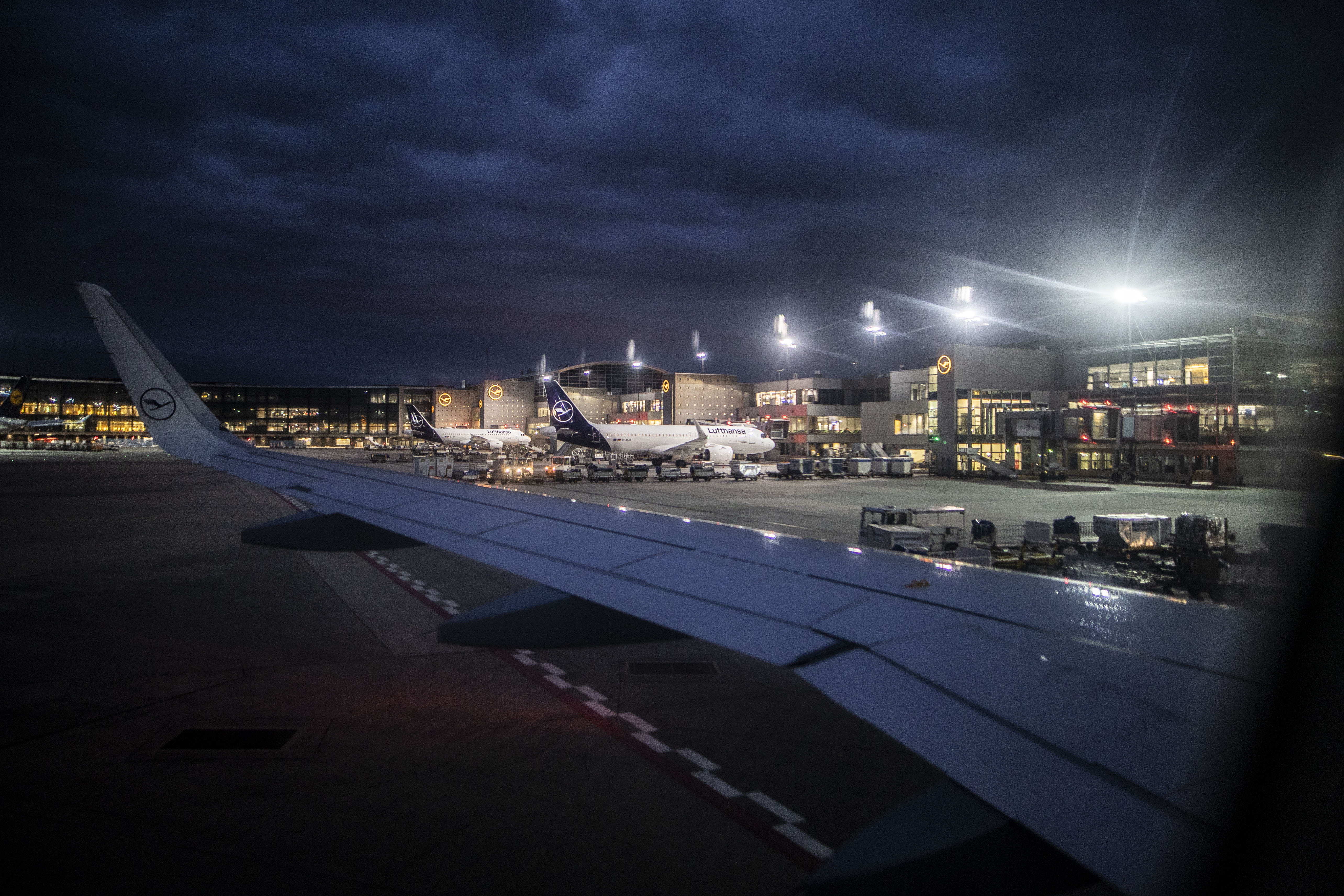Lufthansa aircraft at Frankfurt Airport on March 22, 2021.