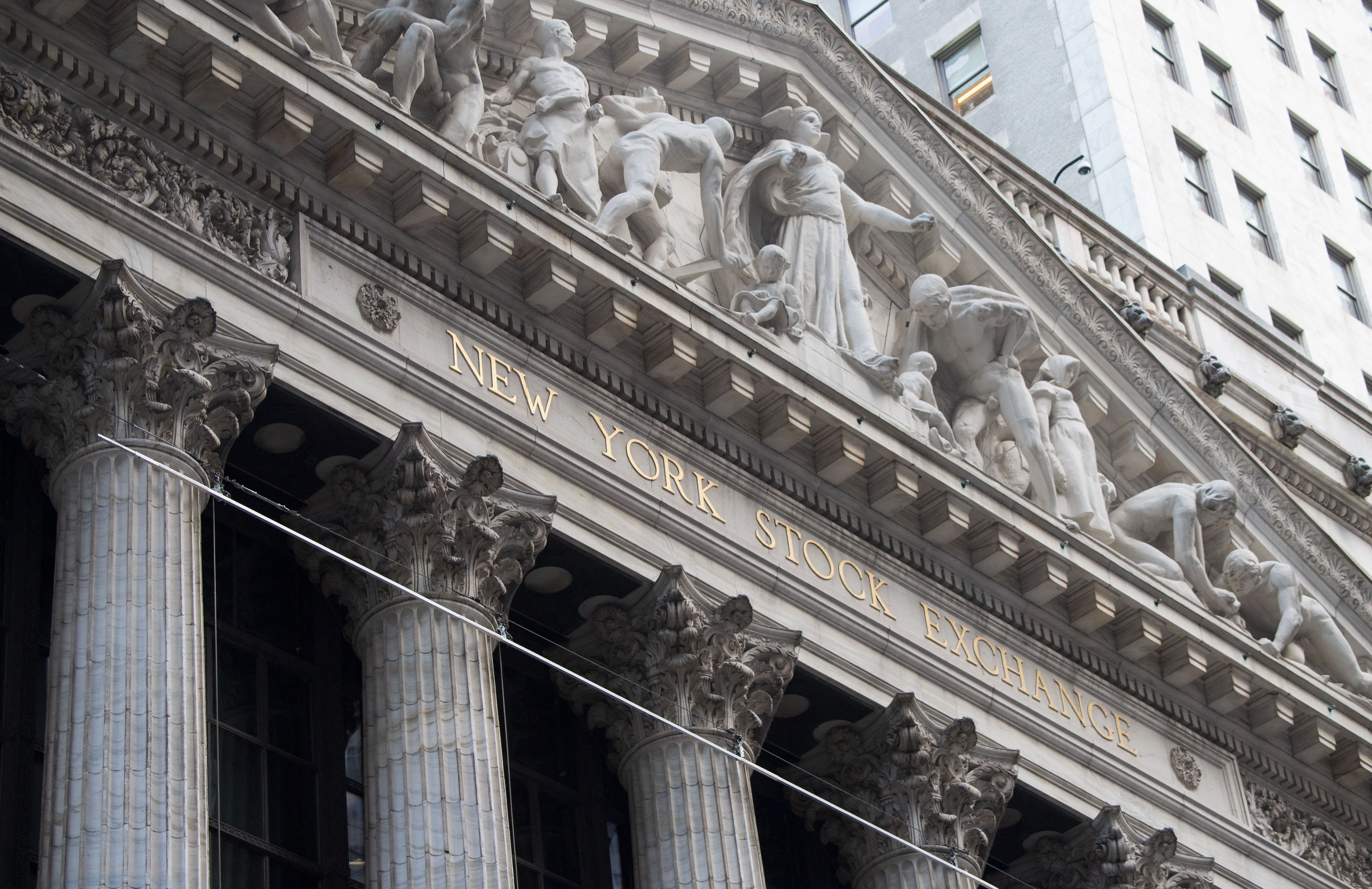 View of the New York Stock Exchange (NYSE) at Wall Street.